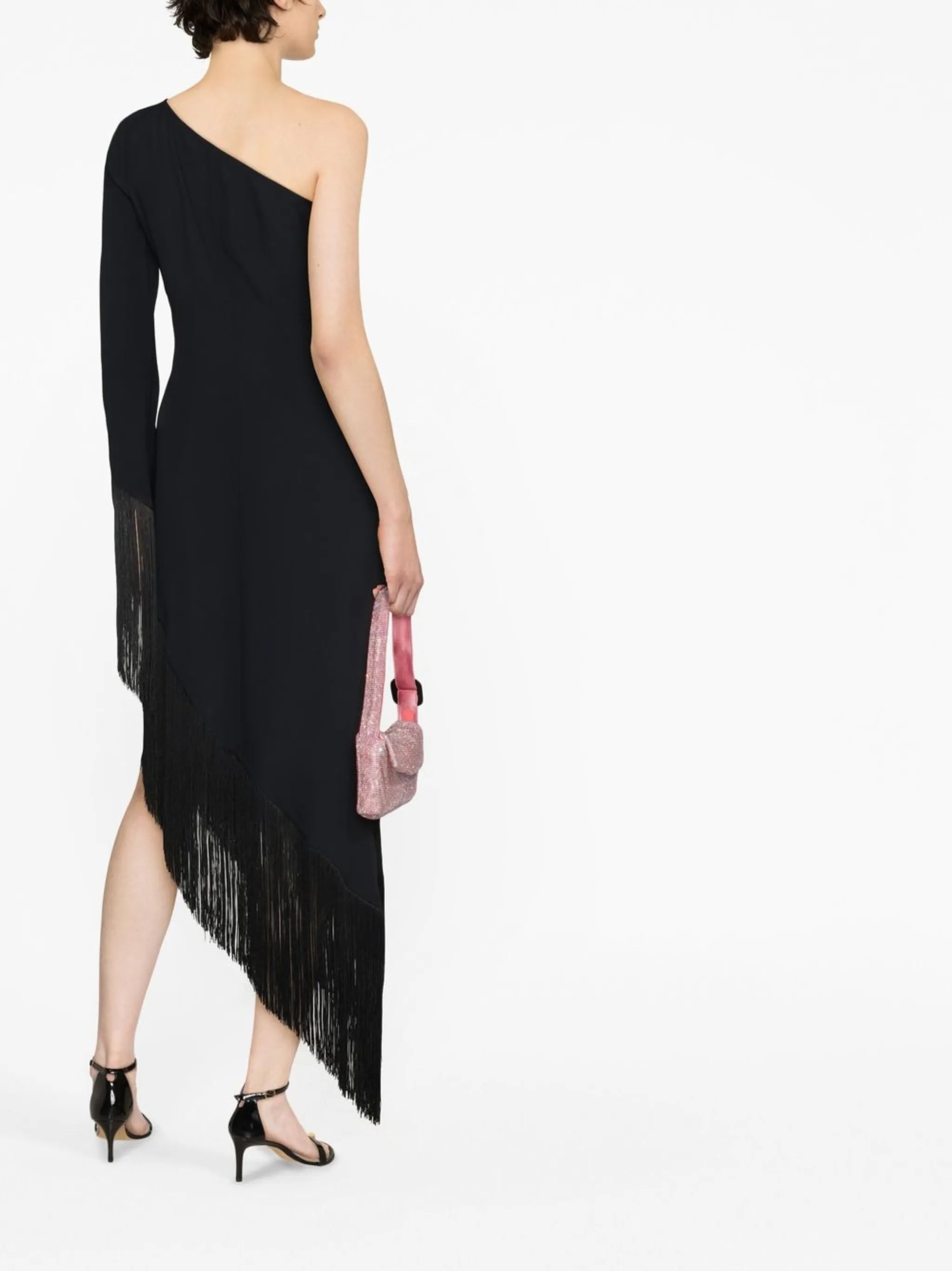 Aventador one-shoulder fringed dress