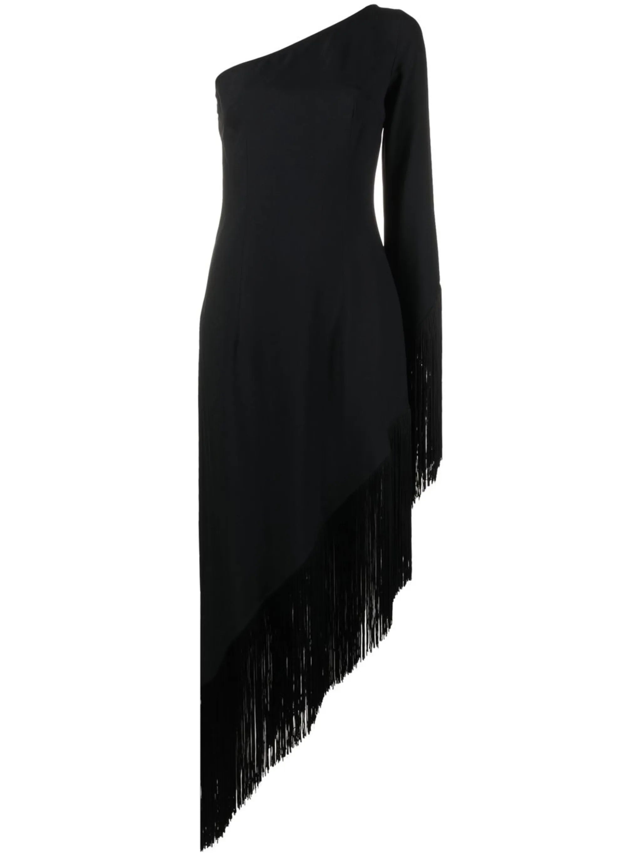 Aventador one-shoulder fringed dress