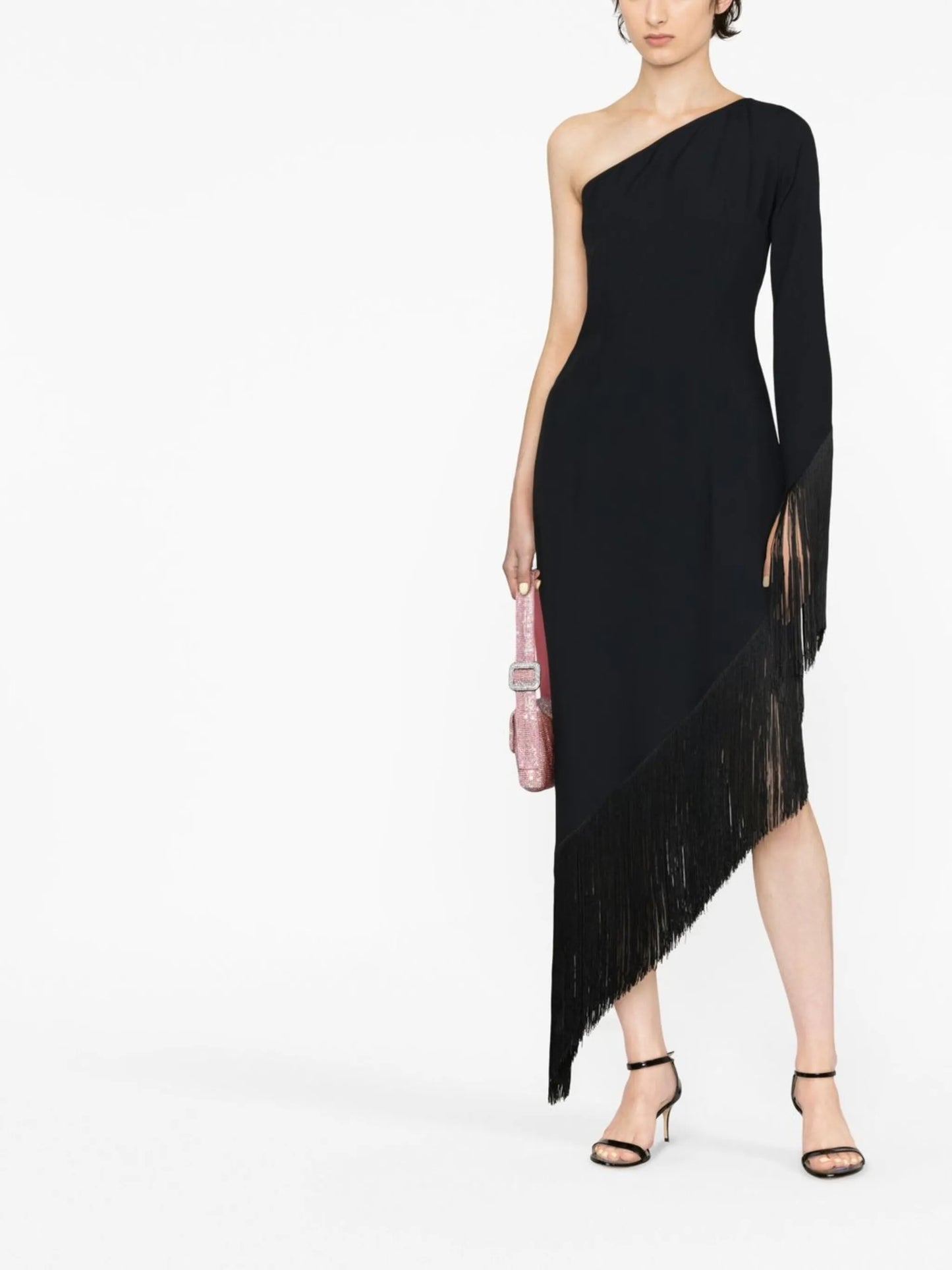 Aventador one-shoulder fringed dress