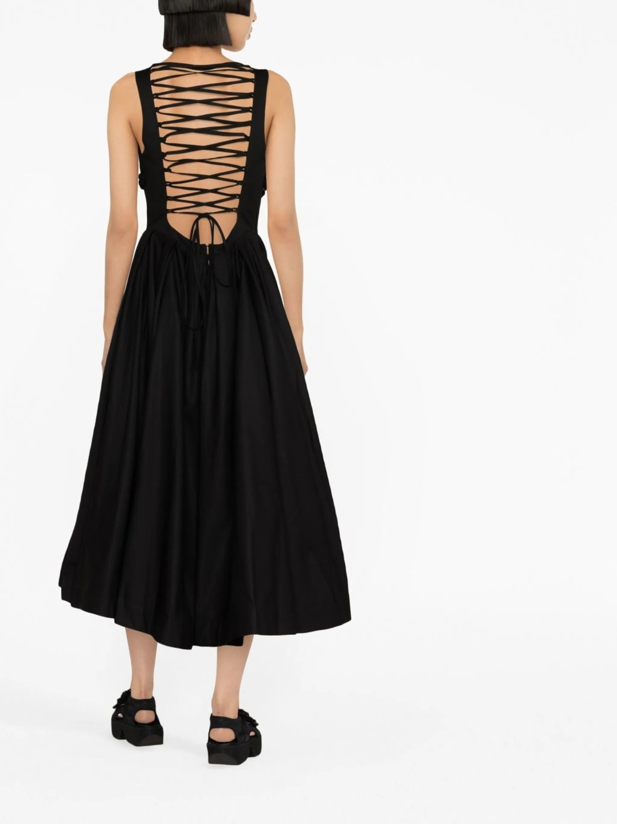 lace-up midi dress