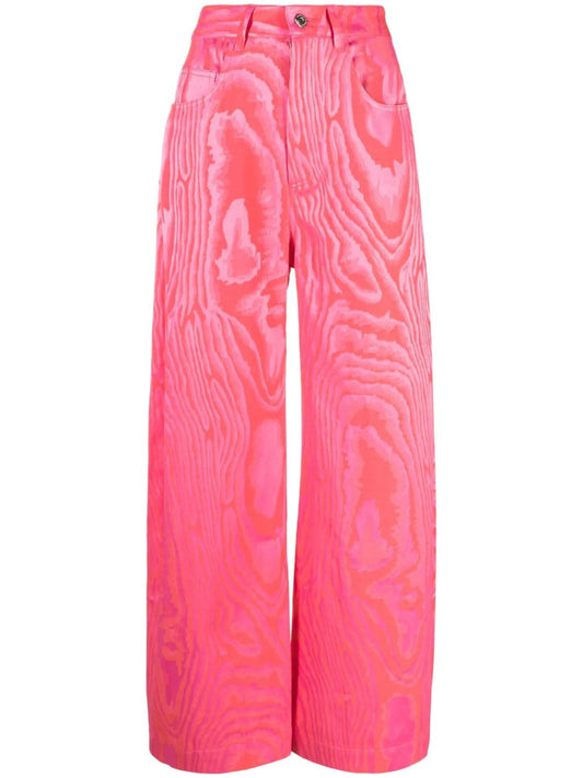 abstract-print wide-leg trousers