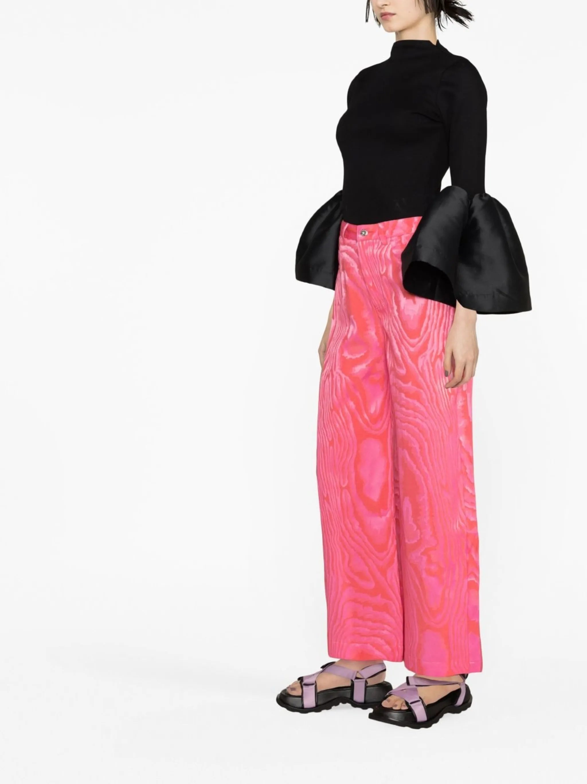abstract-print wide-leg trousers