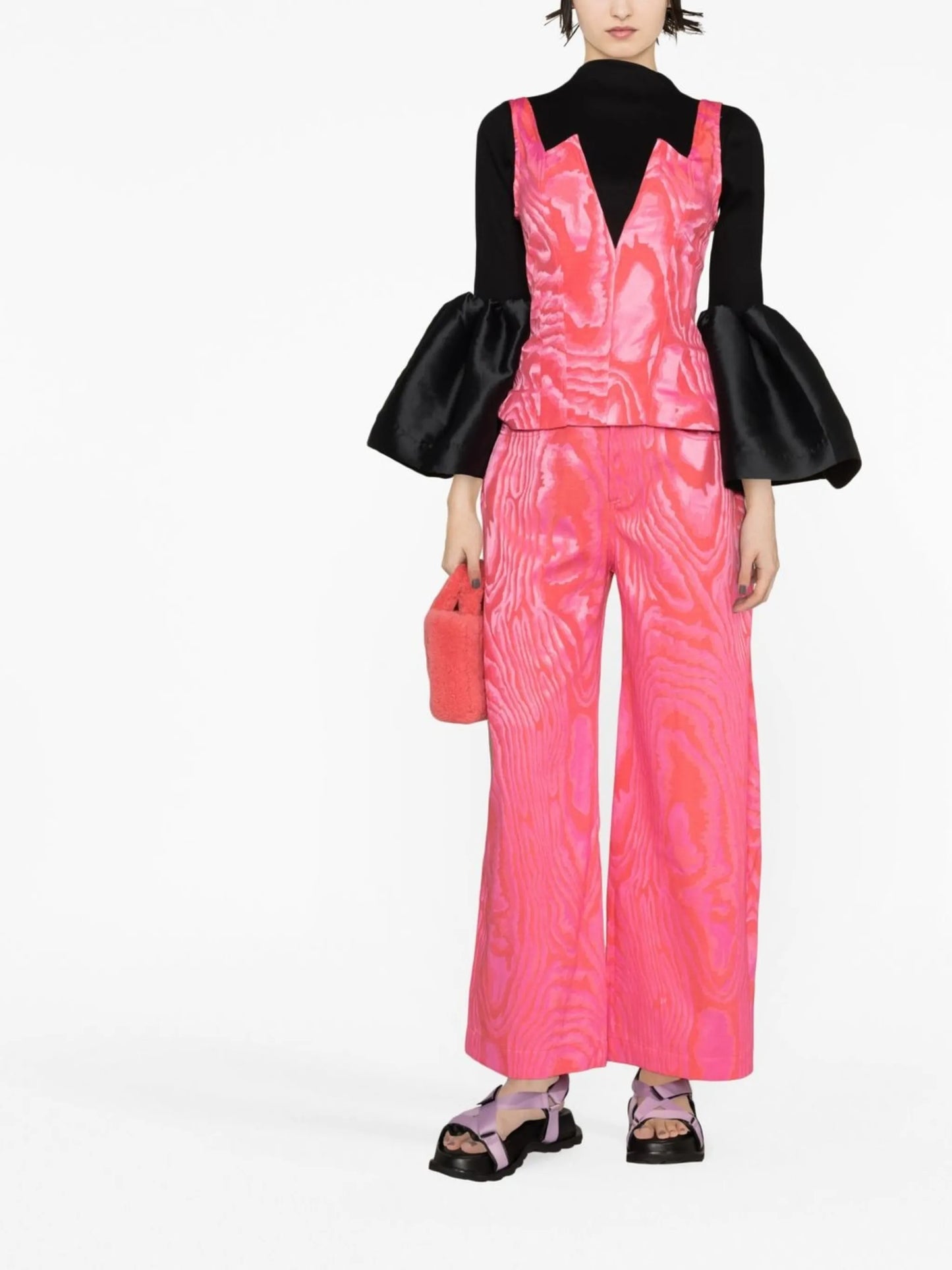 abstract-print wide-leg trousers