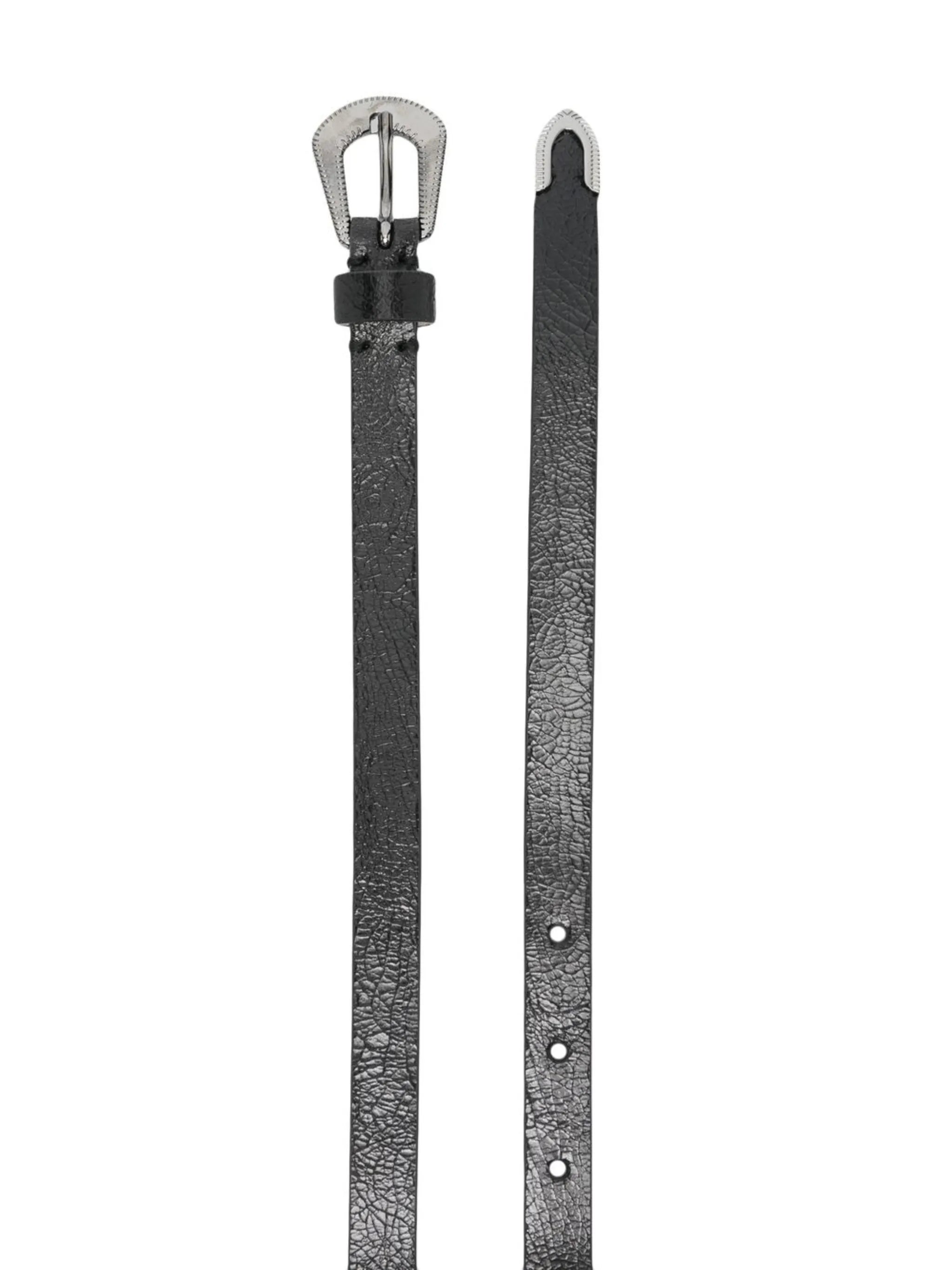 buckled leather belt