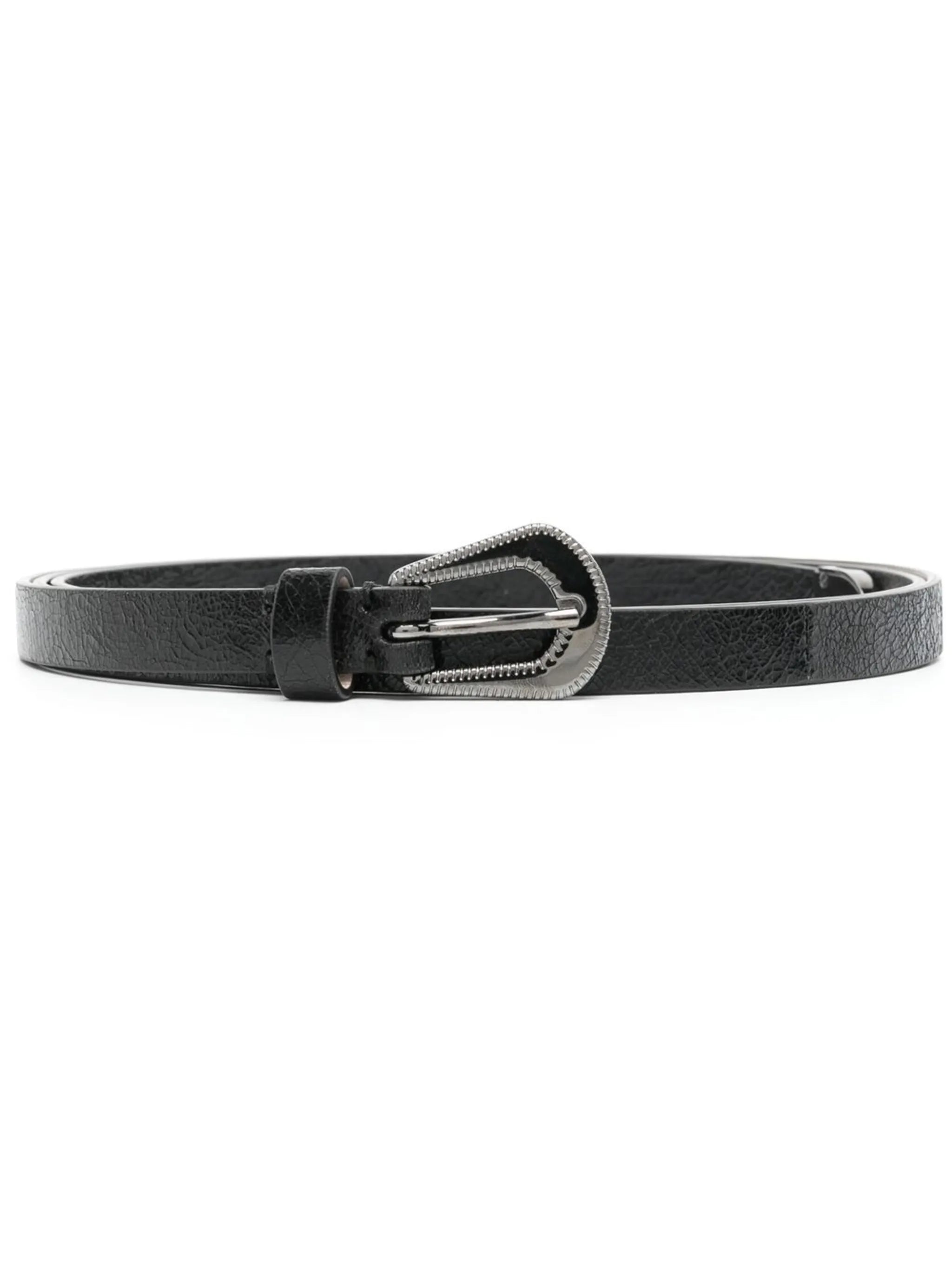 buckled leather belt