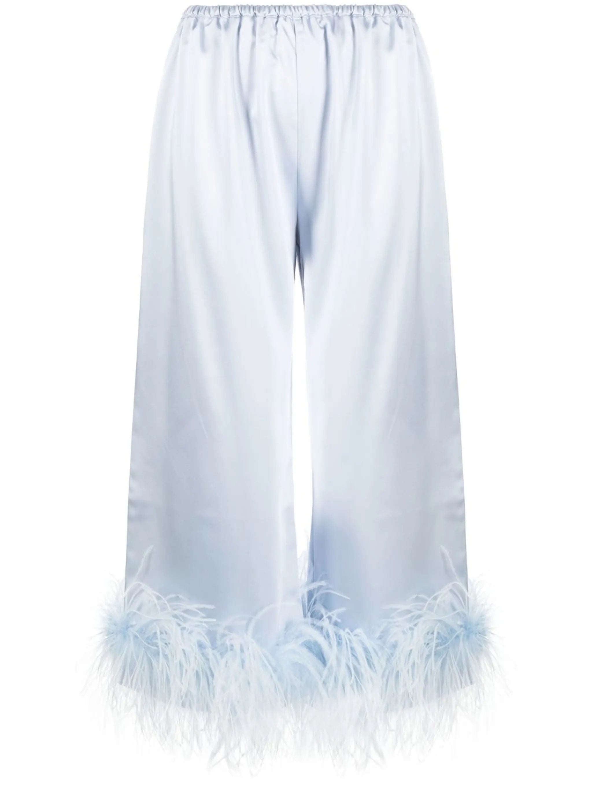 Seymour feather-trimmed satin trousers