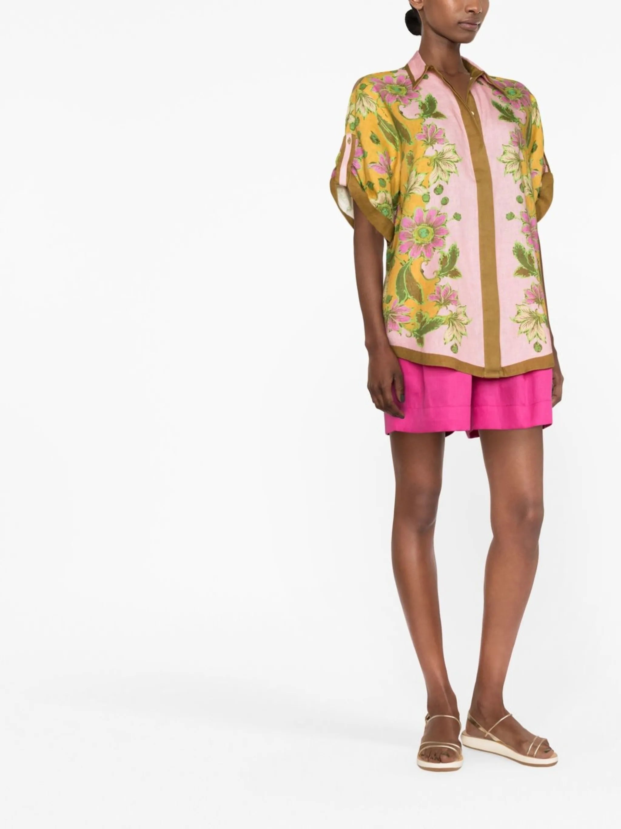 floral-print short-sleeve shirt