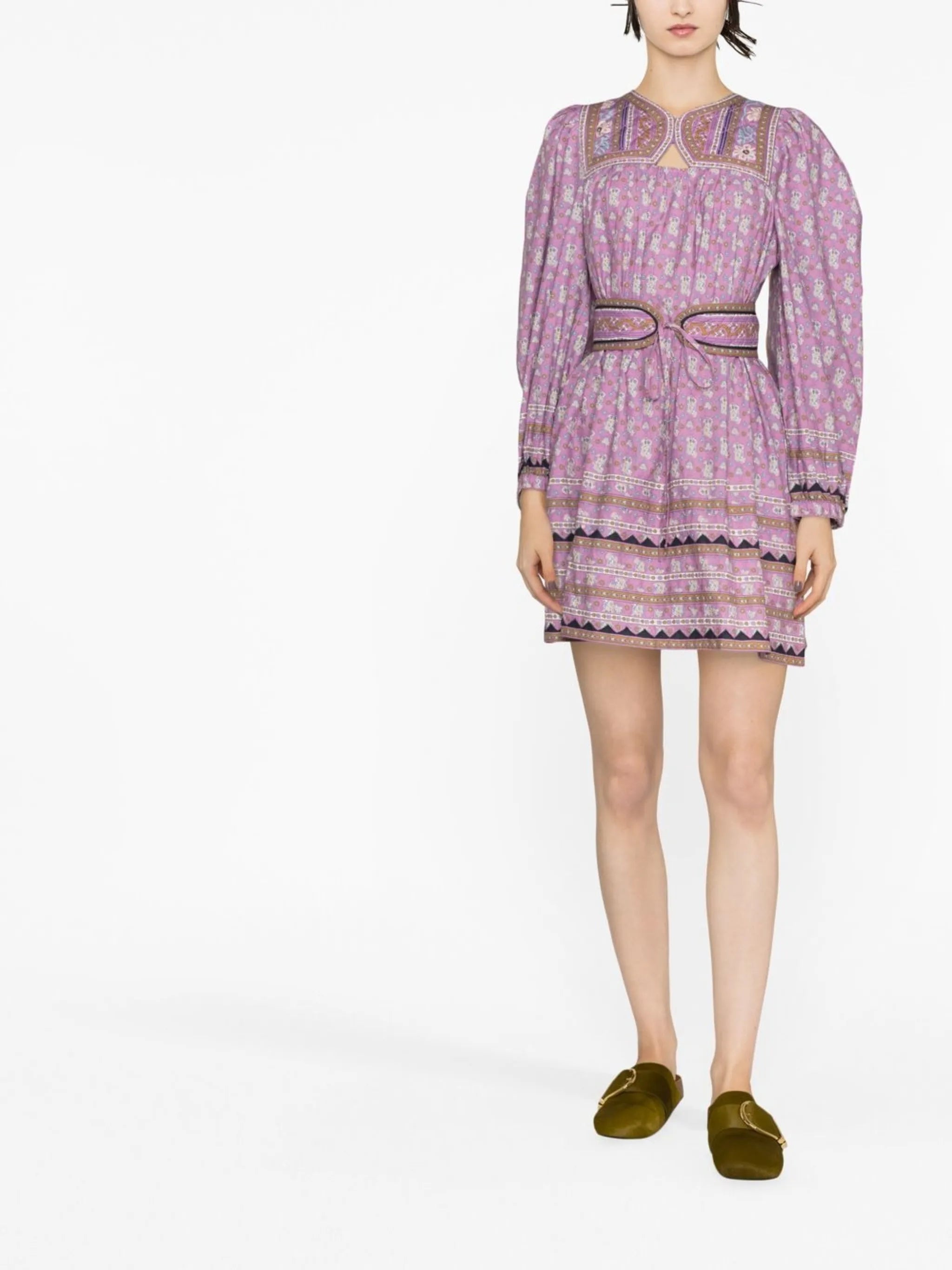 Perry floral-print puff-sleeve minidress