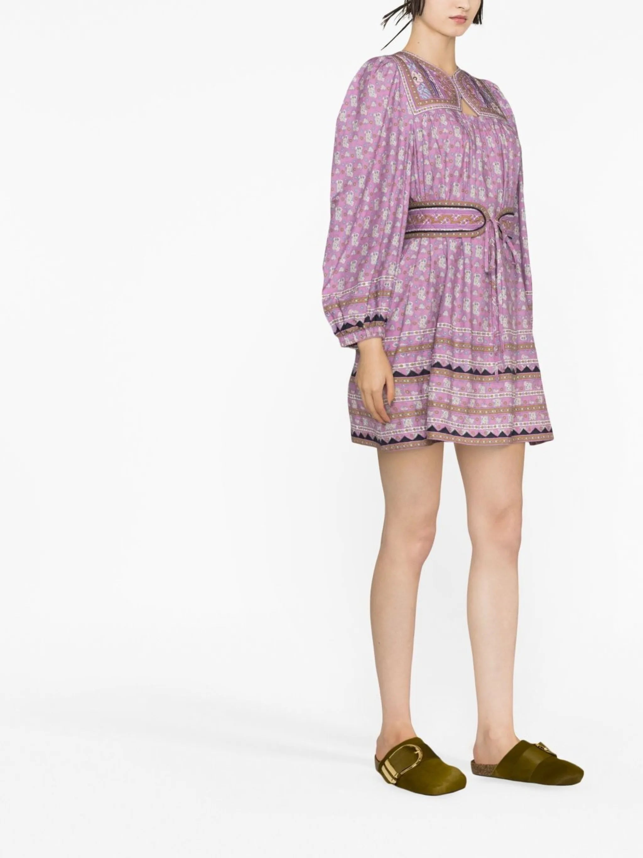 Perry floral-print puff-sleeve minidress