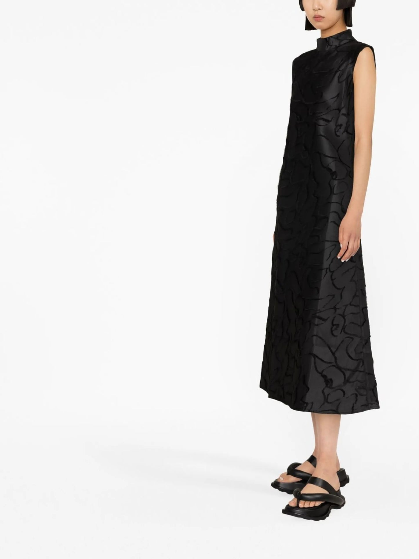 patterned satin midi dress