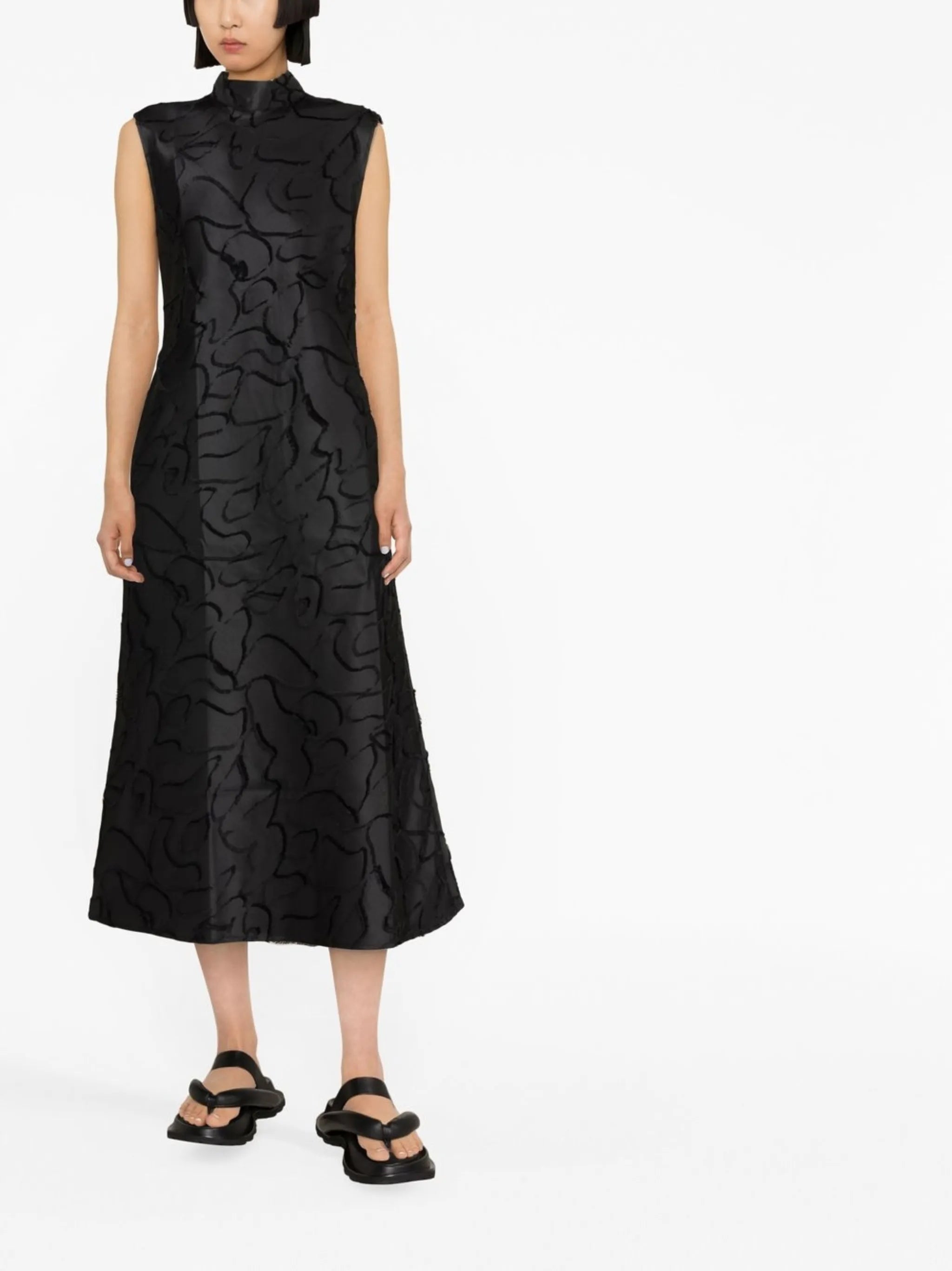 patterned satin midi dress