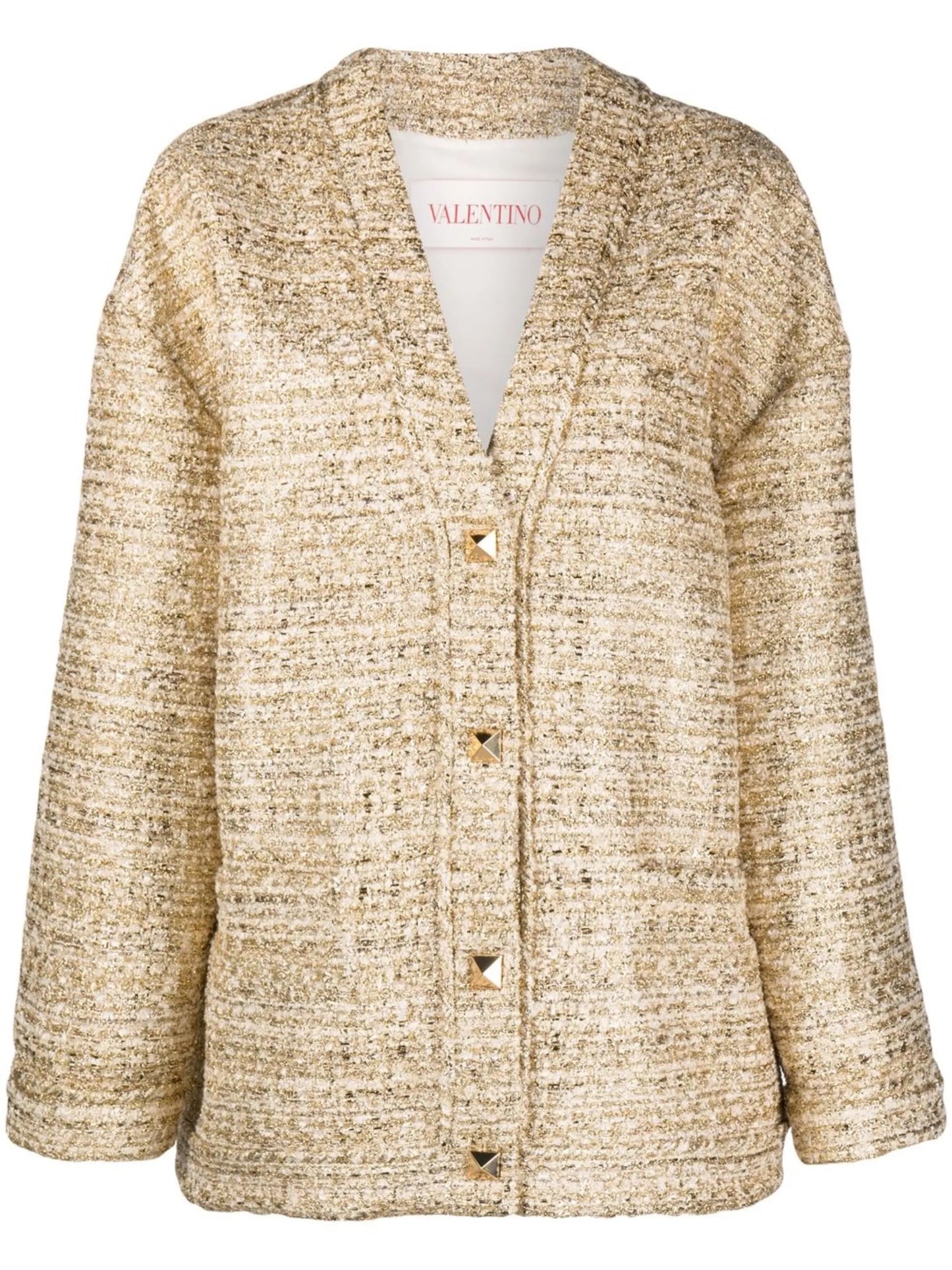 Roman Stud metallic tweed cardigan