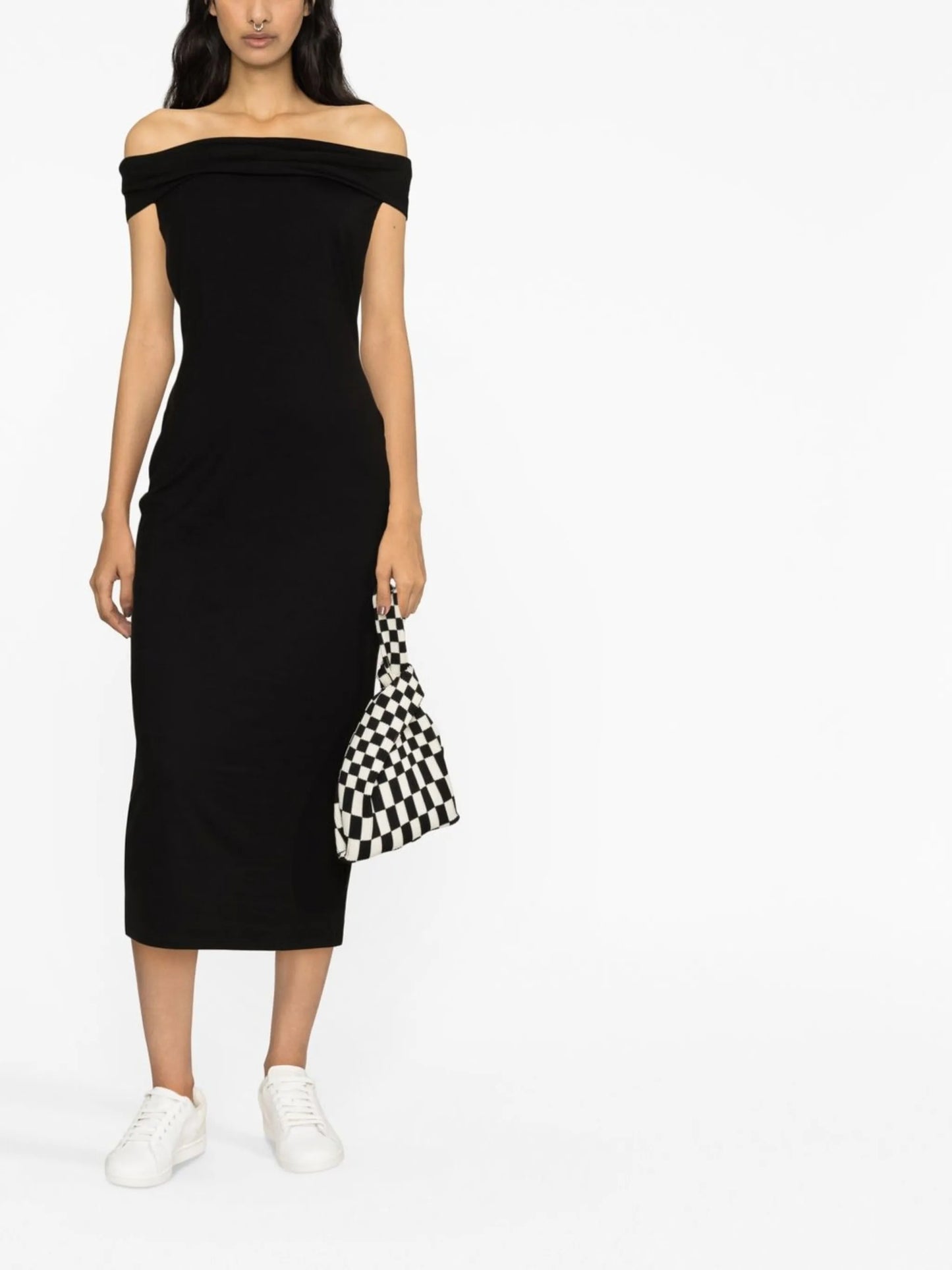 Jamen off-shoulder knitted midi dress