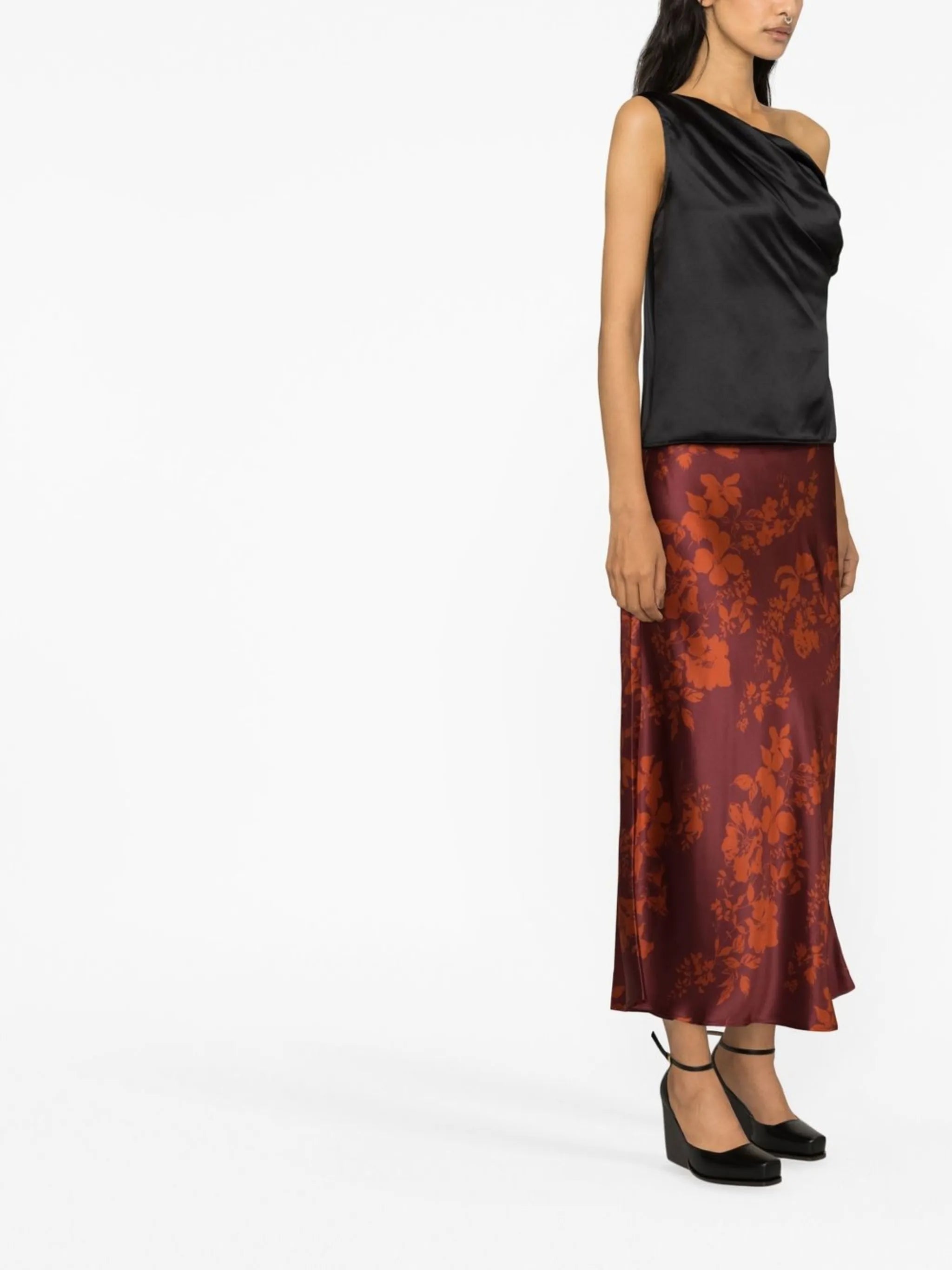 Annika one-shoulder silk tank top