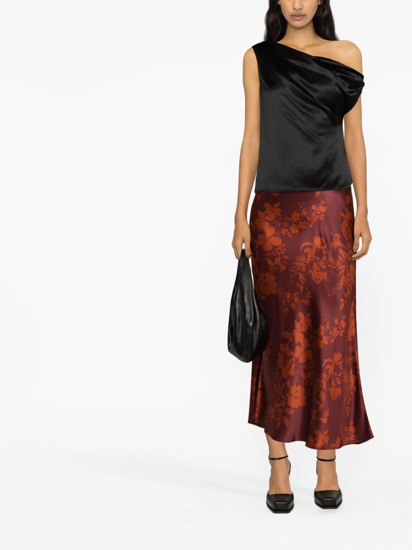 Annika one-shoulder silk tank top