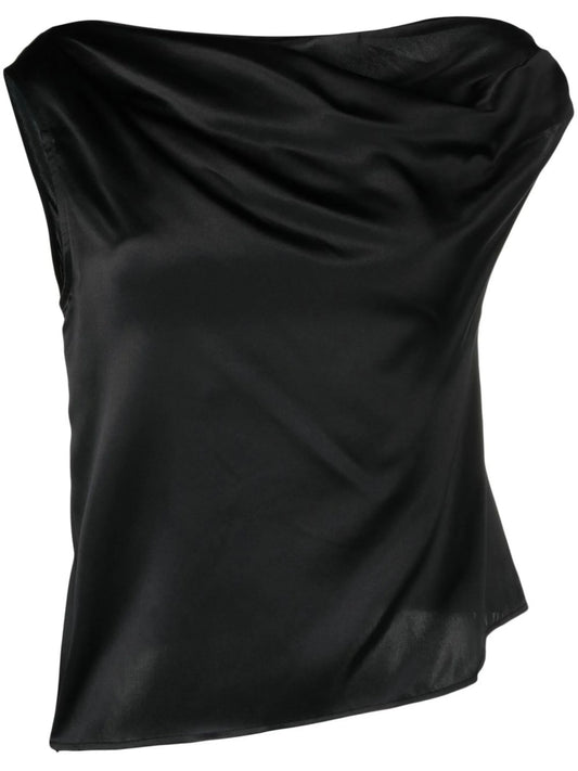 Annika one-shoulder silk tank top