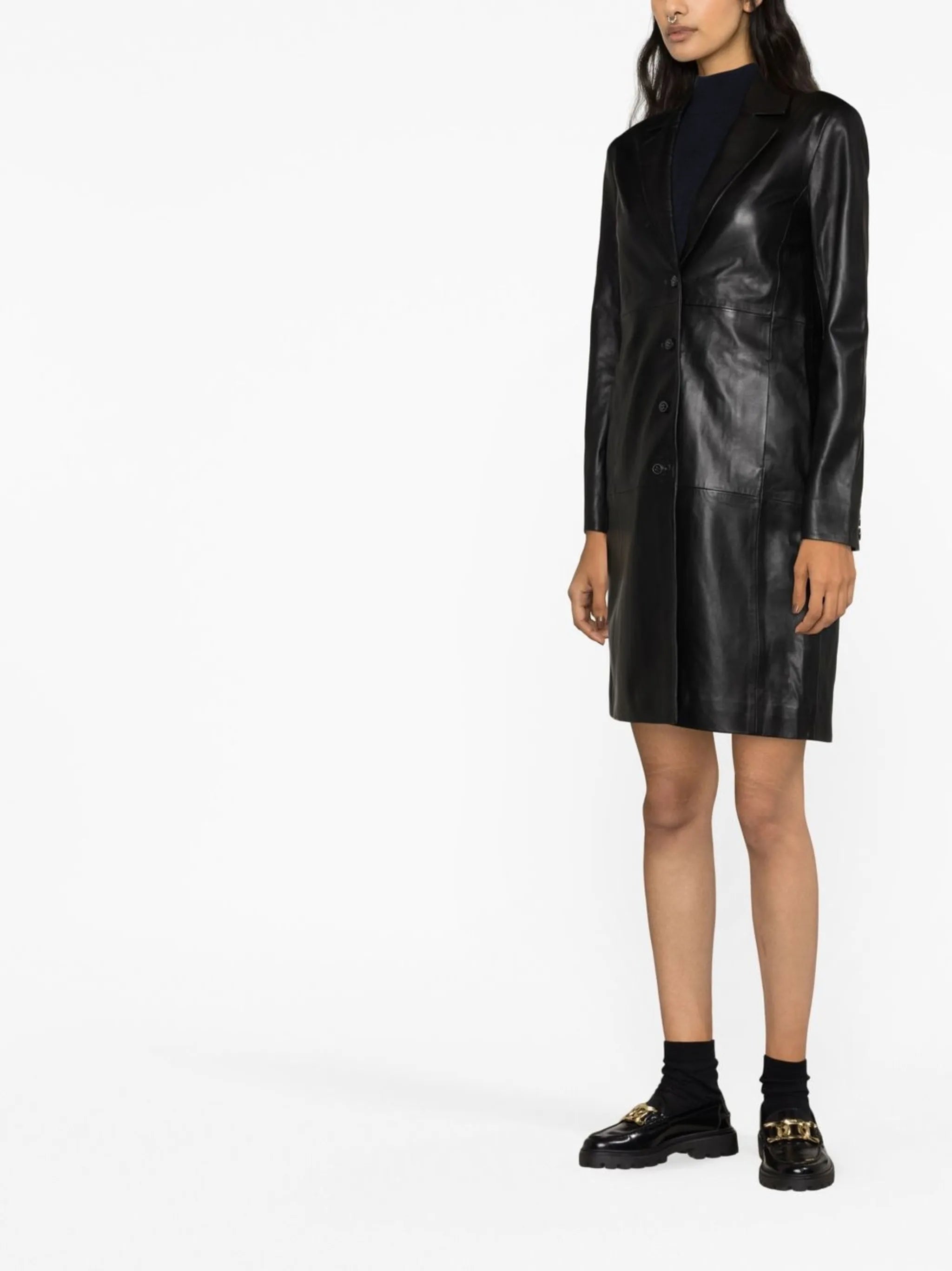 Veda Crosby 90s longline leather blazer