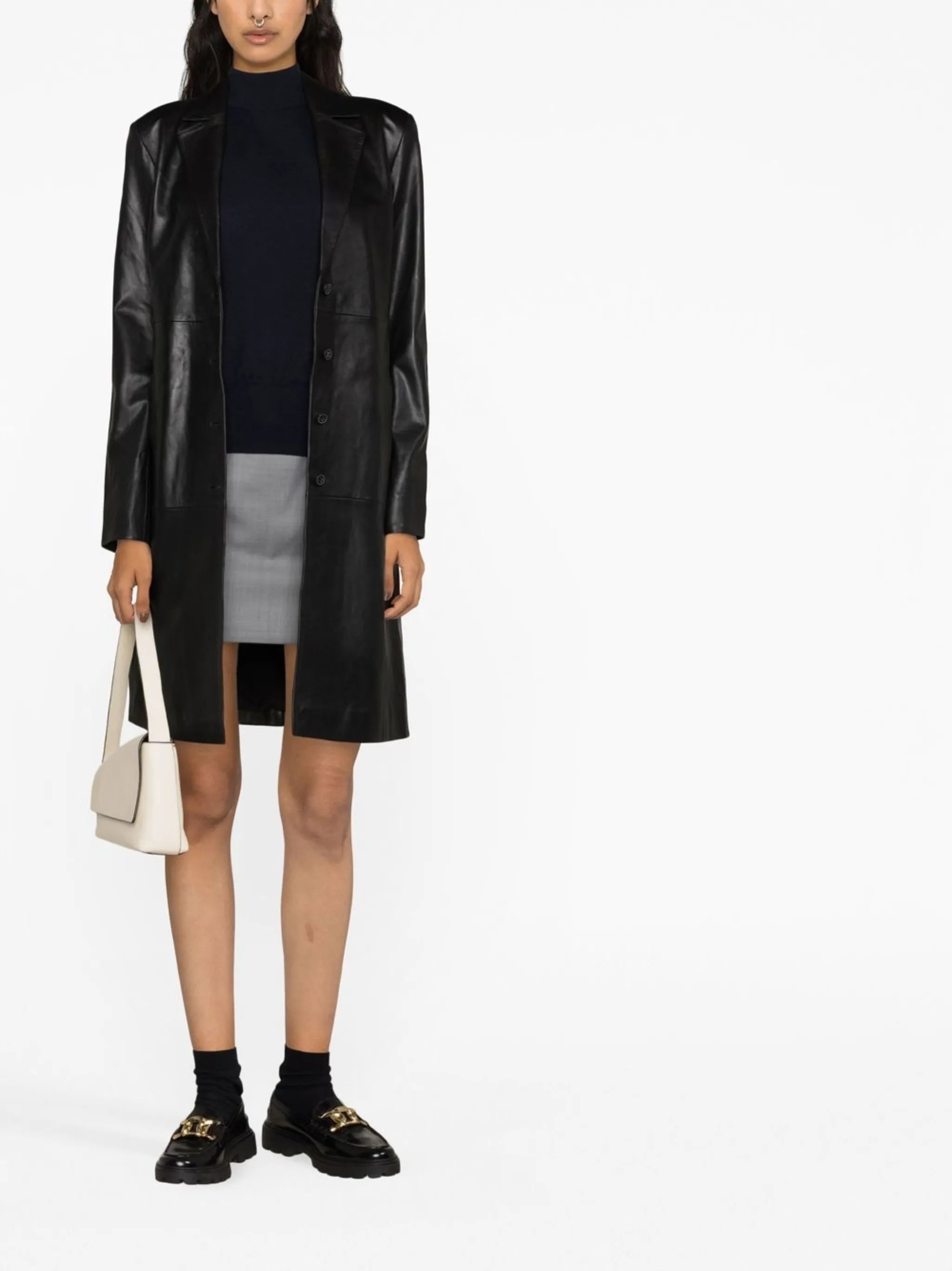 Veda Crosby 90s longline leather blazer