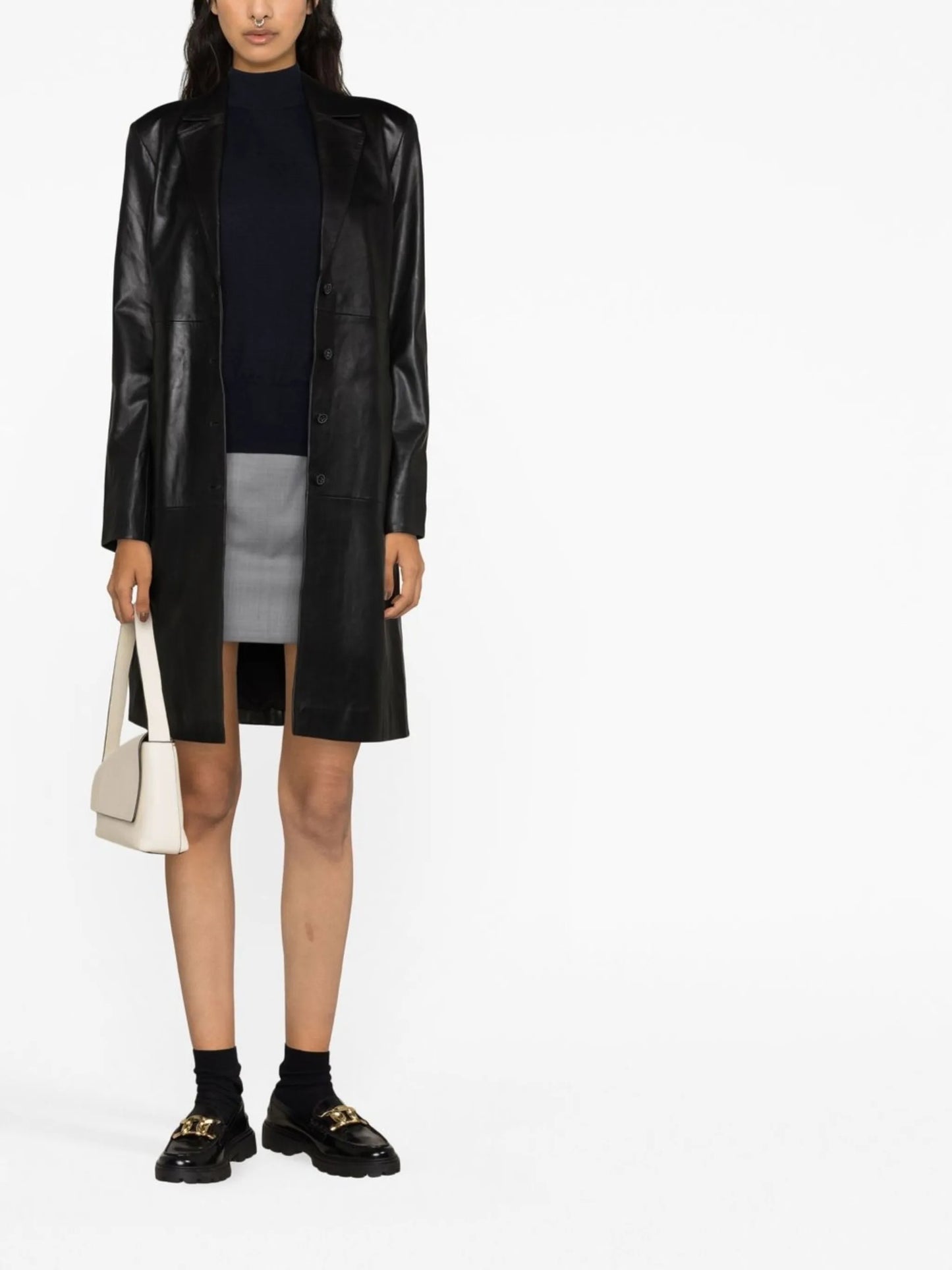 Veda Crosby 90s longline leather blazer