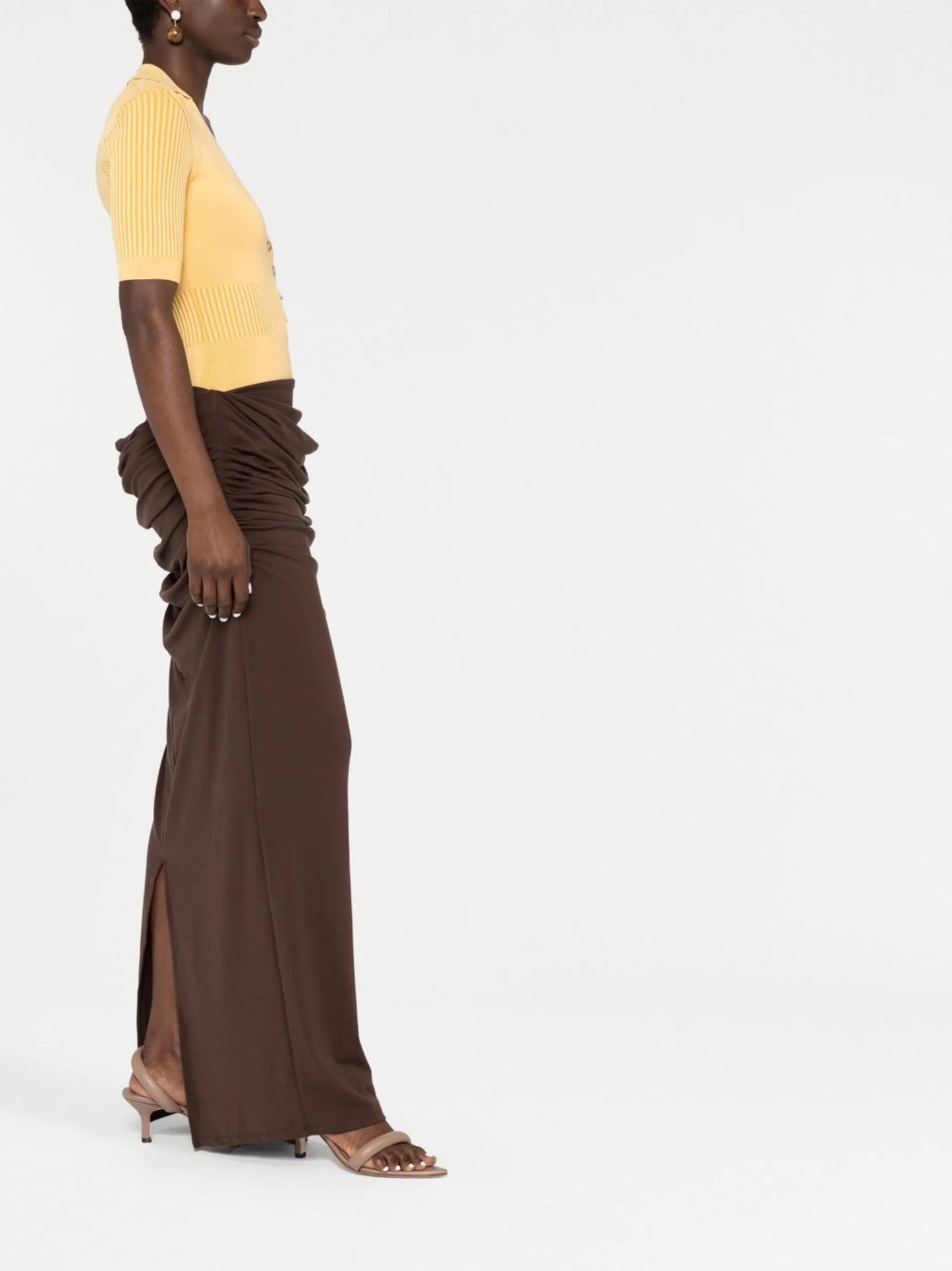 draped-front maxi skirt