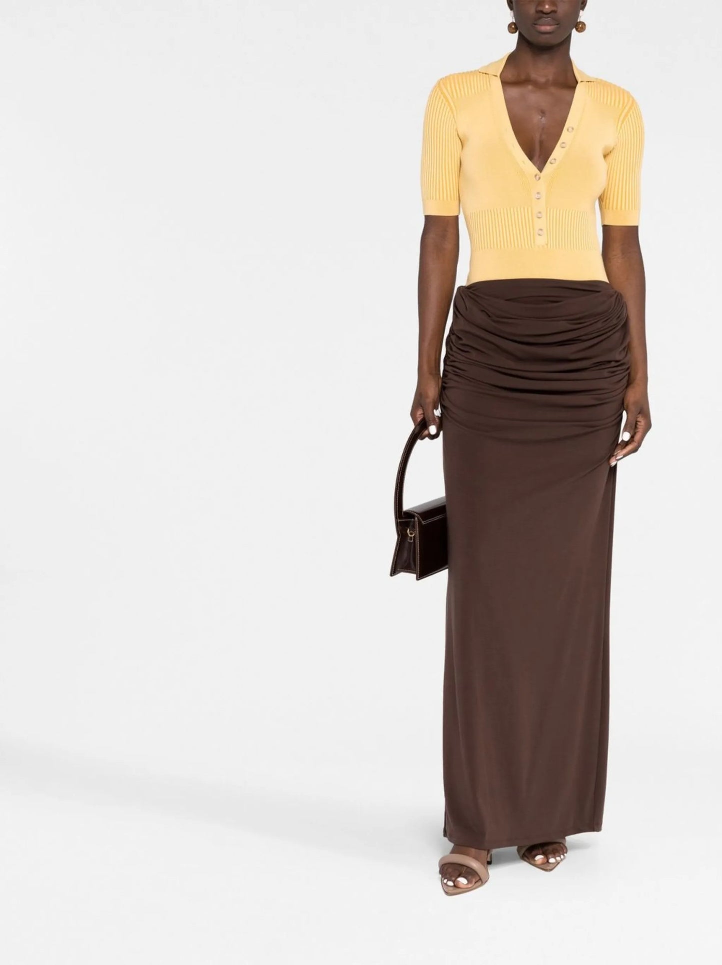 draped-front maxi skirt
