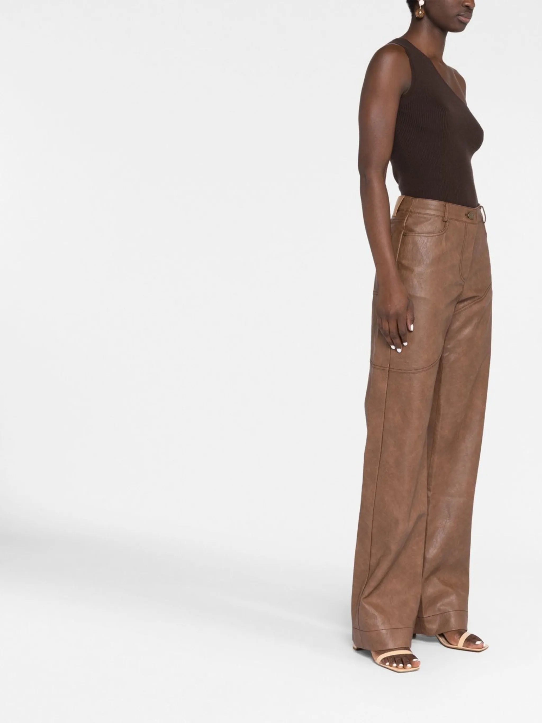 Laney wide-leg vegan leather trousers