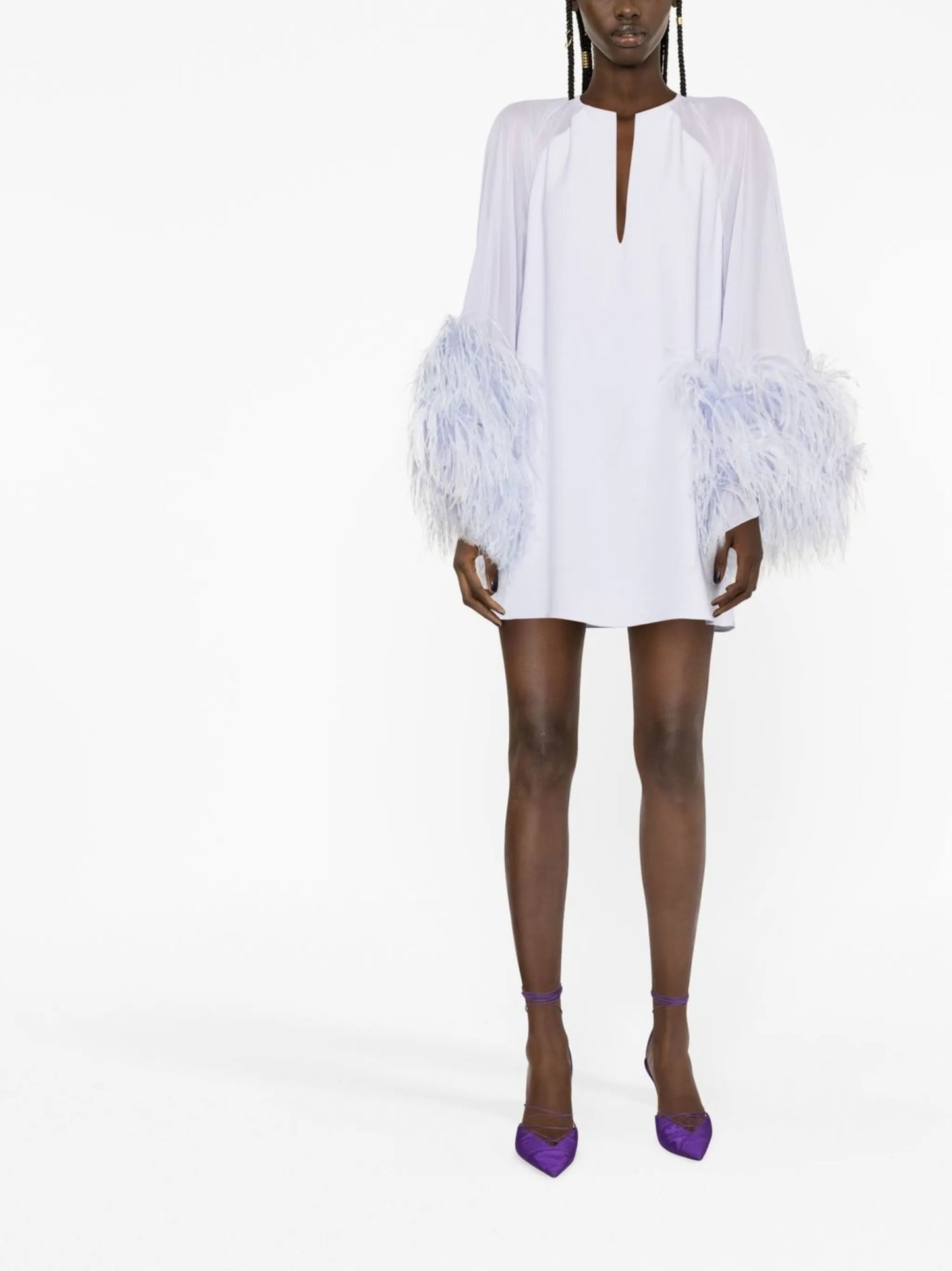 Daphnie feather-trim chiffon dress