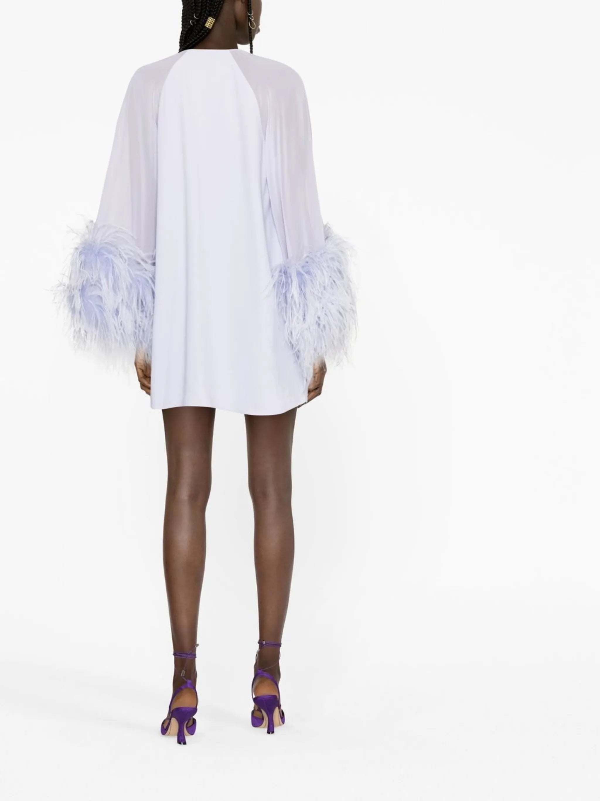Daphnie feather-trim chiffon dress