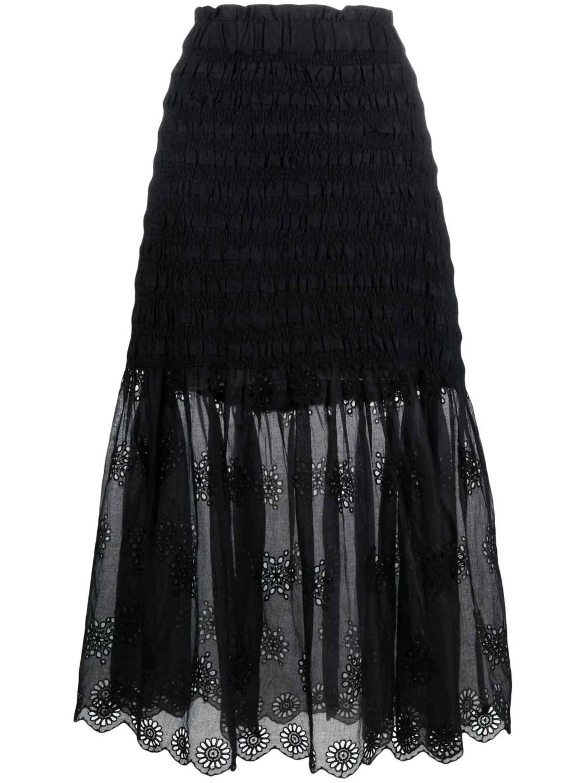 Blaine smocked cotton midi skirt