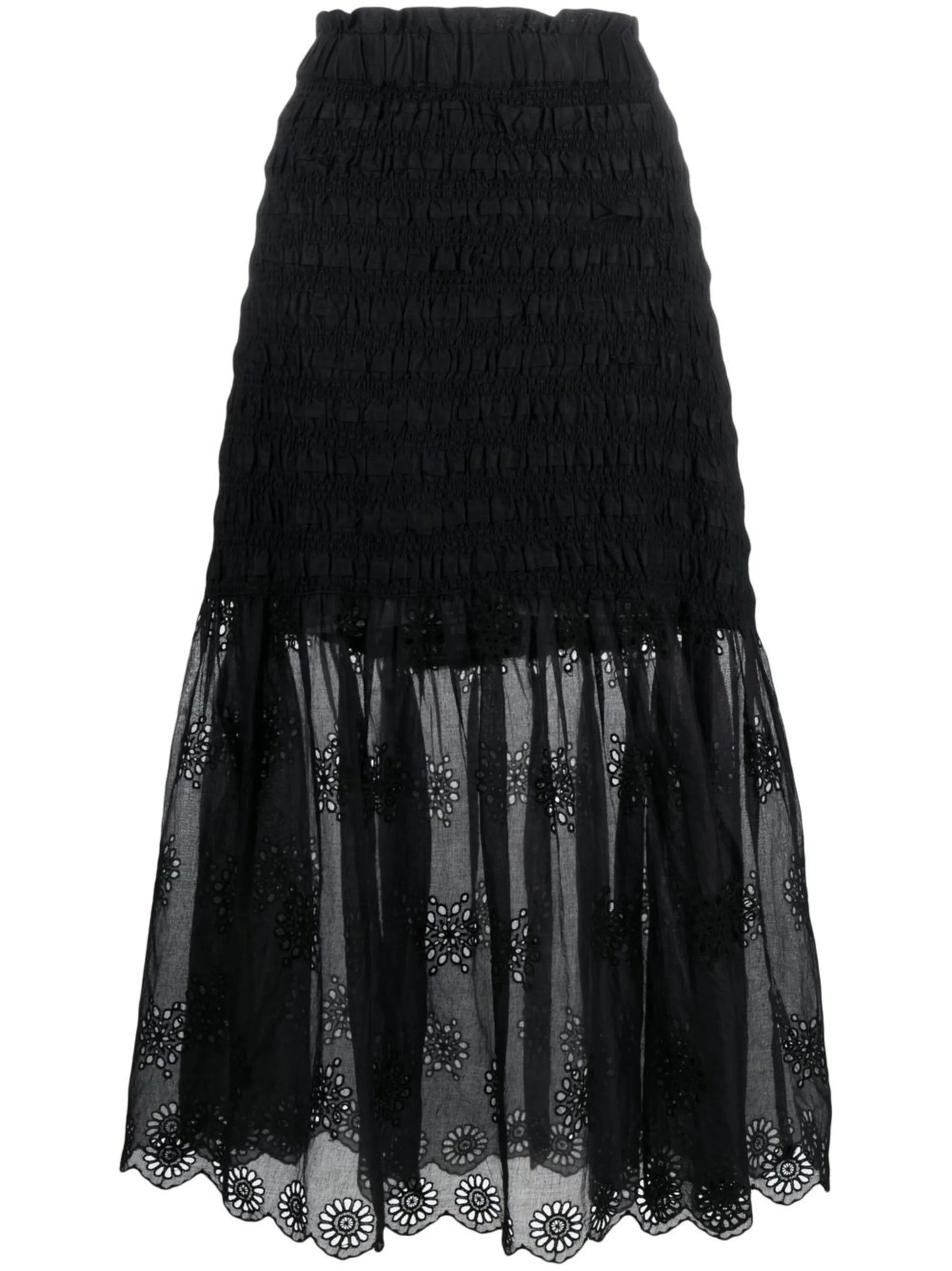 Blaine smocked cotton midi skirt