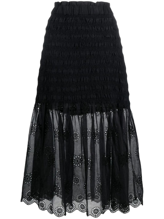 Blaine smocked cotton midi skirt