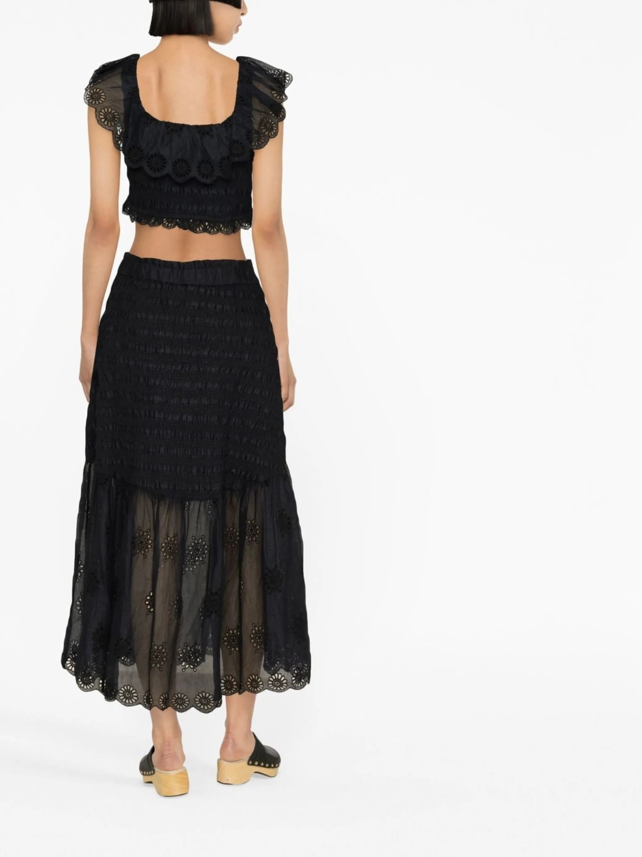 Blaine smocked cotton midi skirt