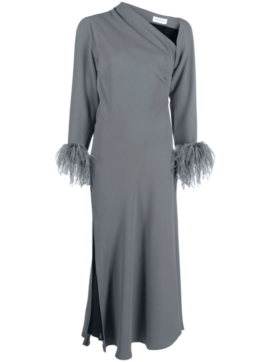 Adelaide feather-trim dress