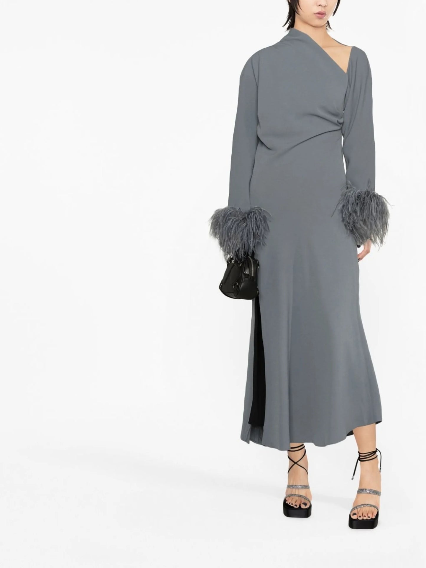 Adelaide feather-trim dress