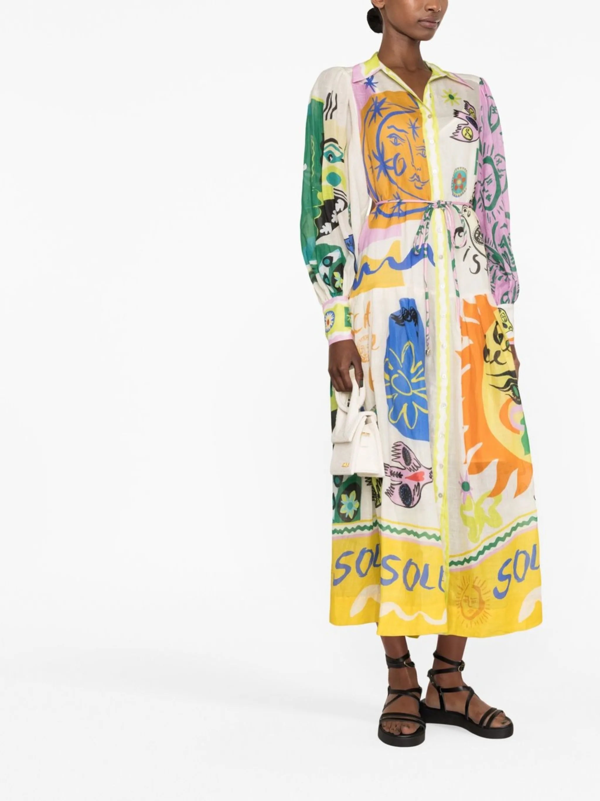 graphic-print long-sleeve dress