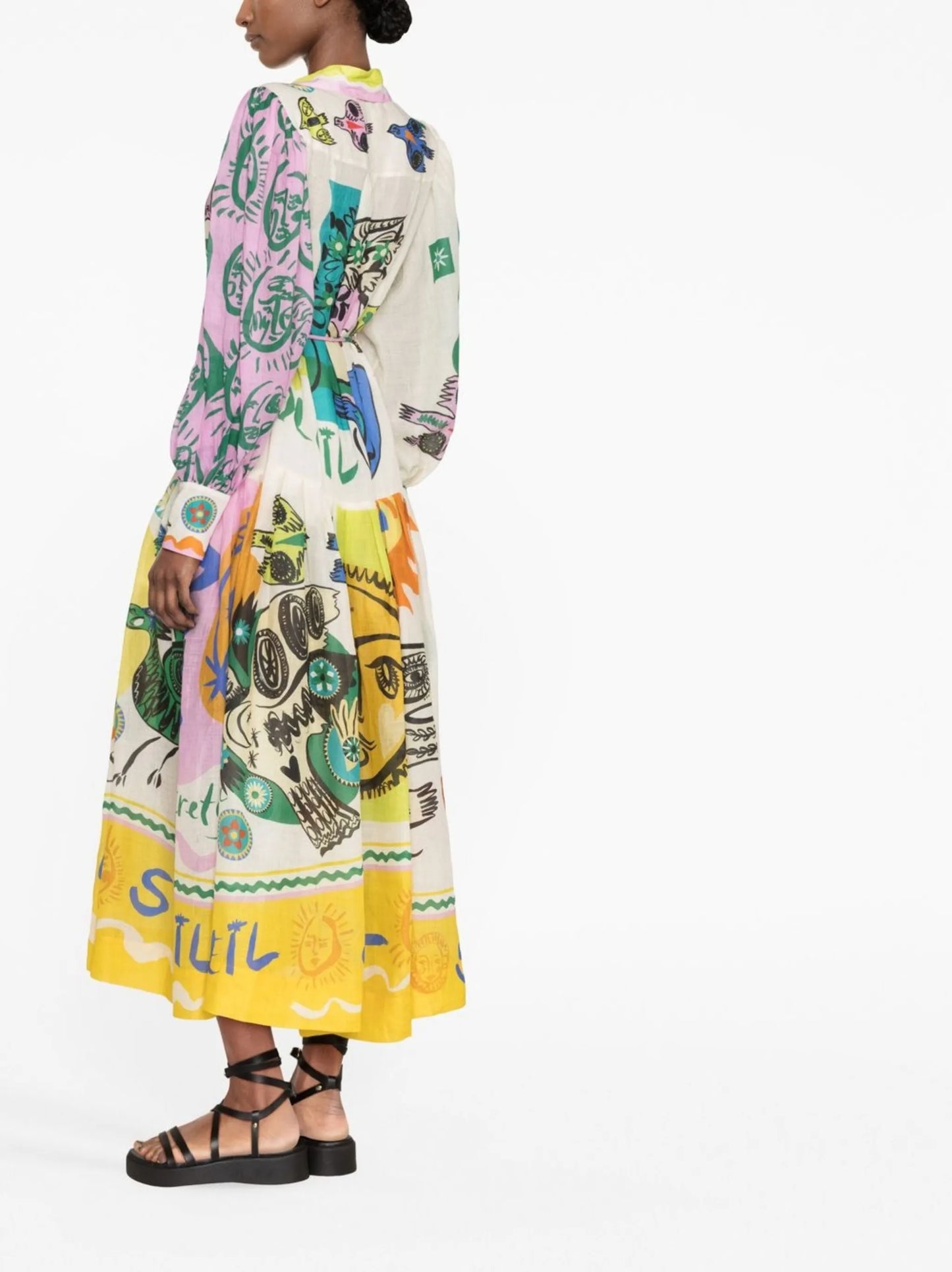 graphic-print long-sleeve dress