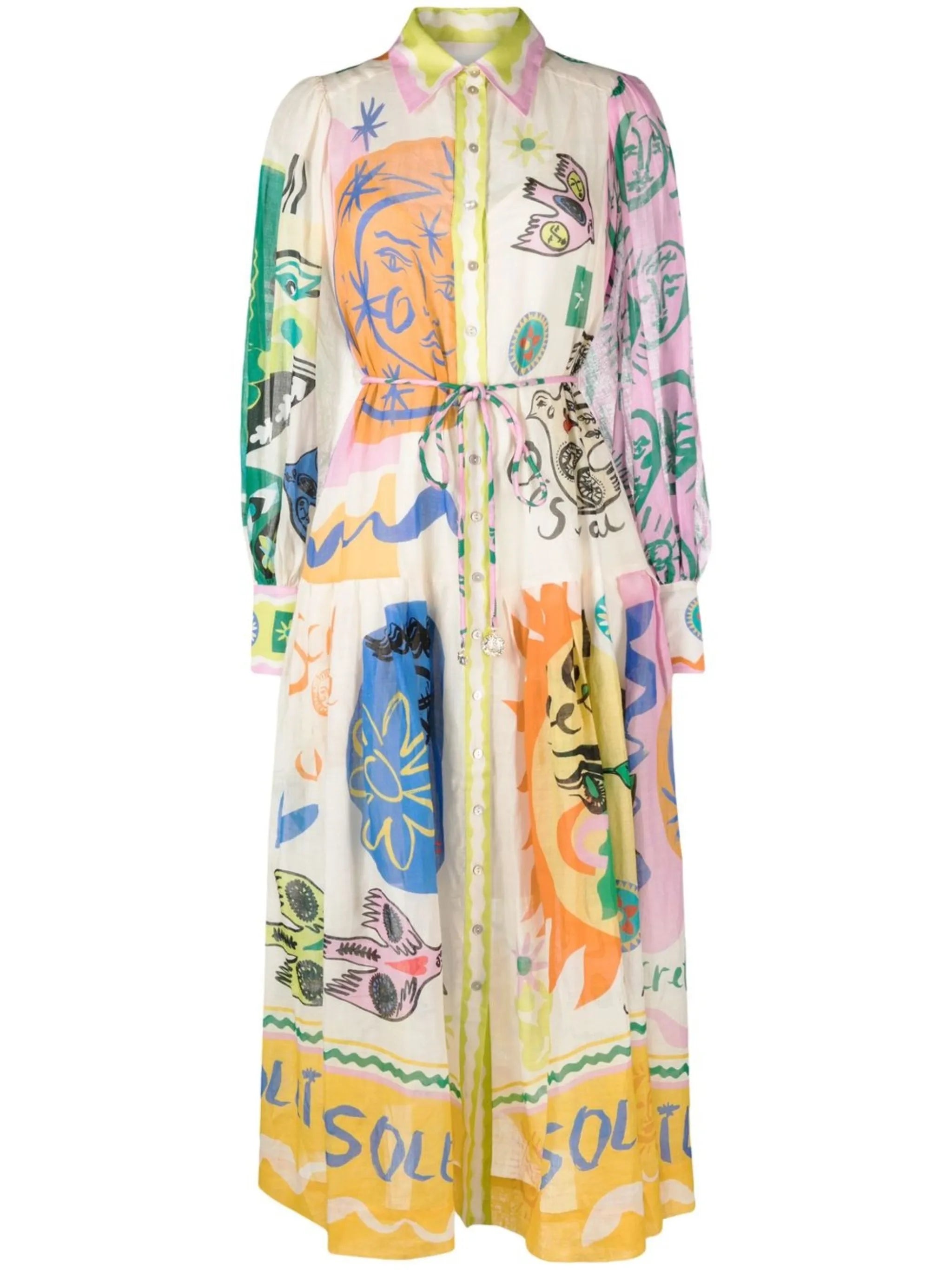 graphic-print long-sleeve dress