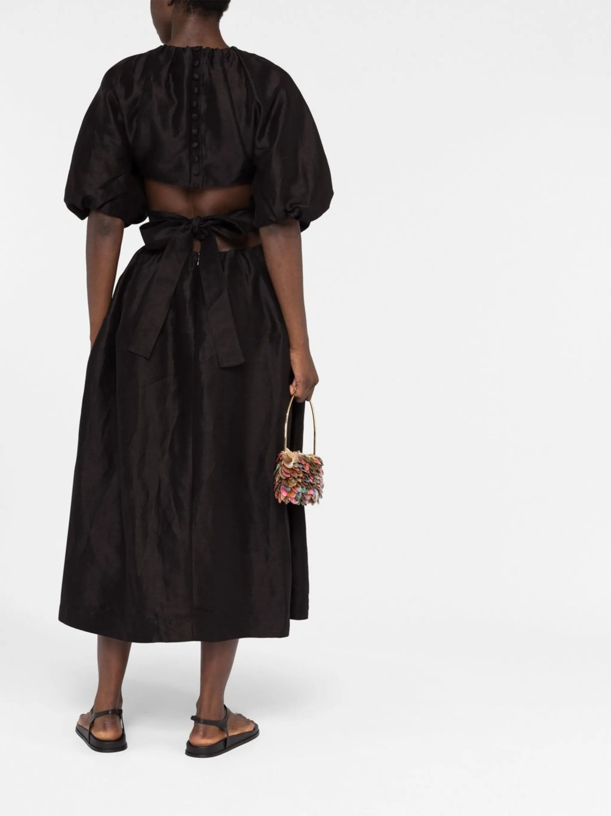 Mimosa puff sleeve midi dress
