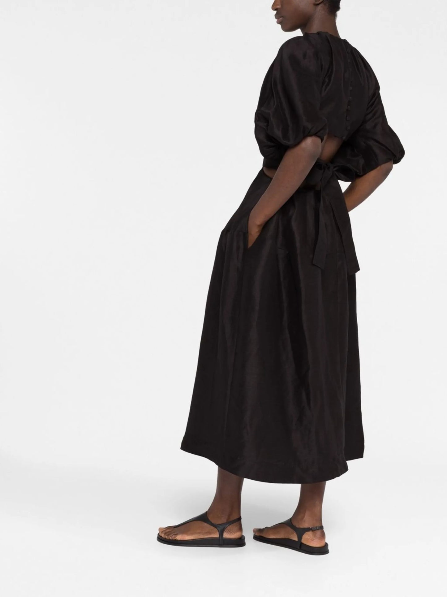 Mimosa puff sleeve midi dress