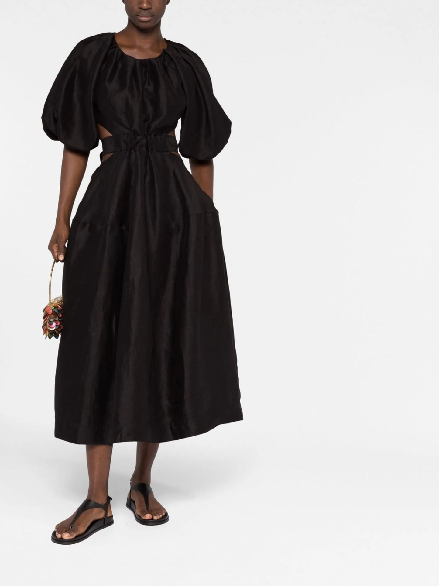Mimosa puff sleeve midi dress