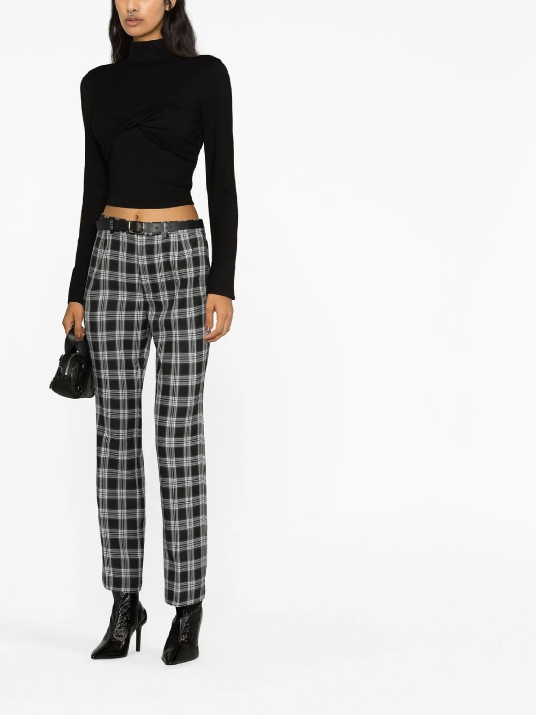 Franklin check cropped trousers
