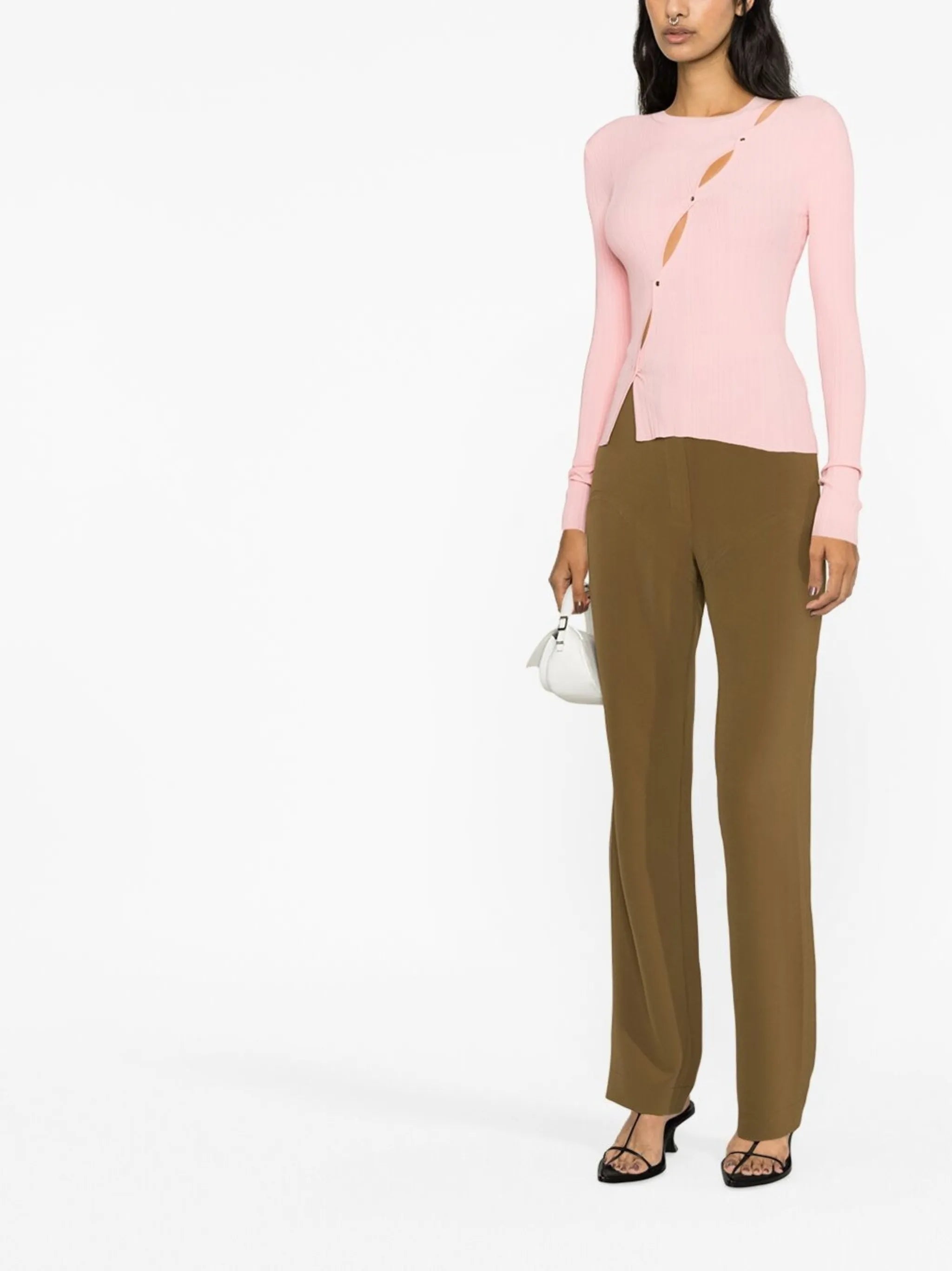 high-waisted tailored trousers