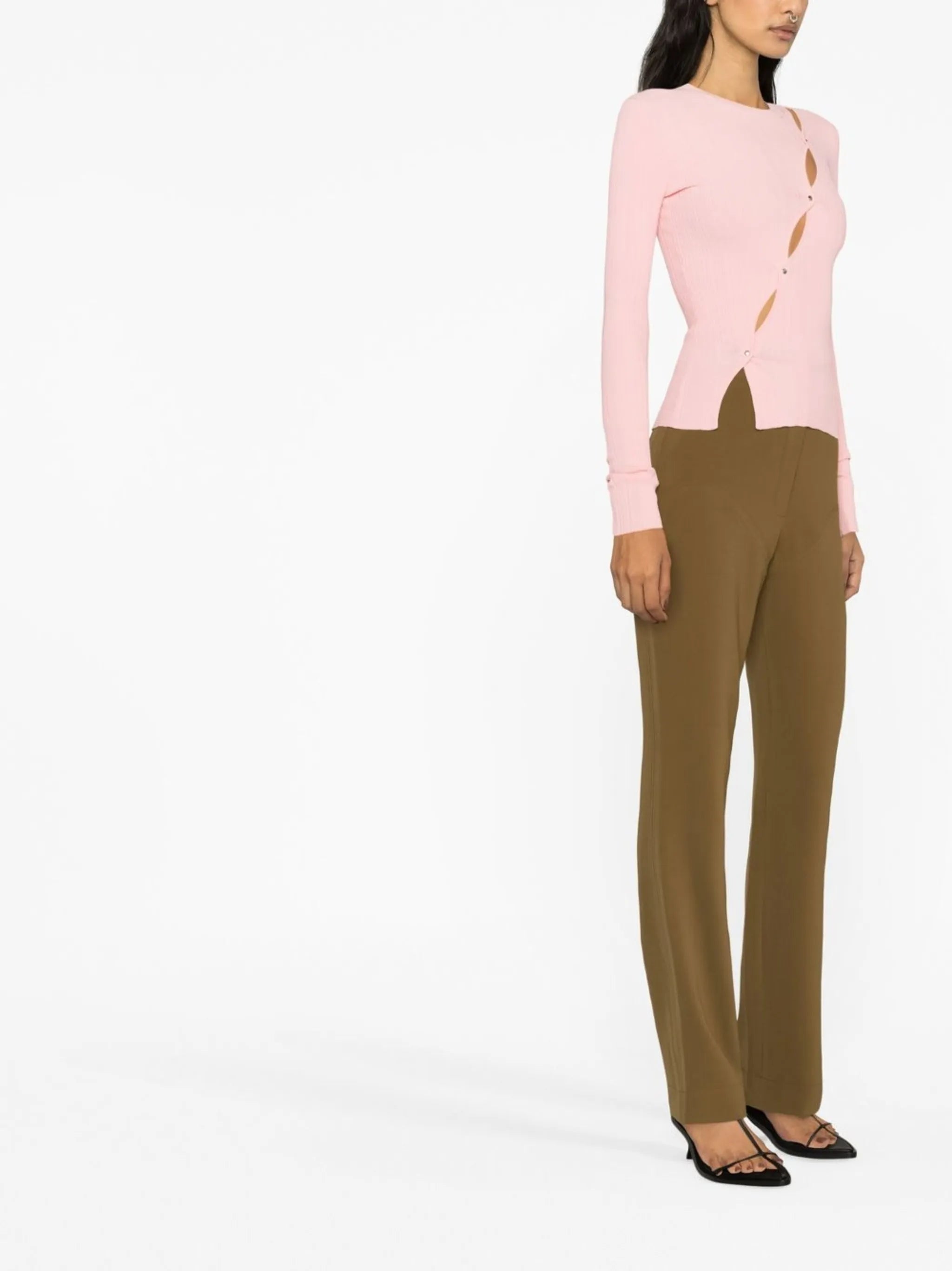 high-waisted tailored trousers