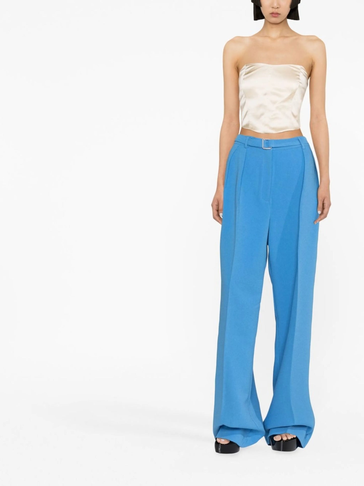 belted wide-leg trousers