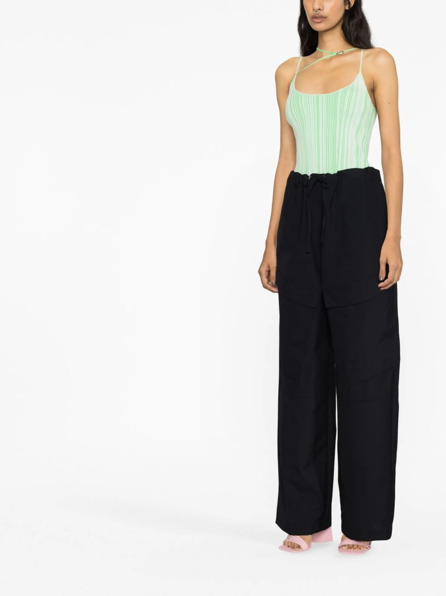 strap-detail fine-knit bodysuit