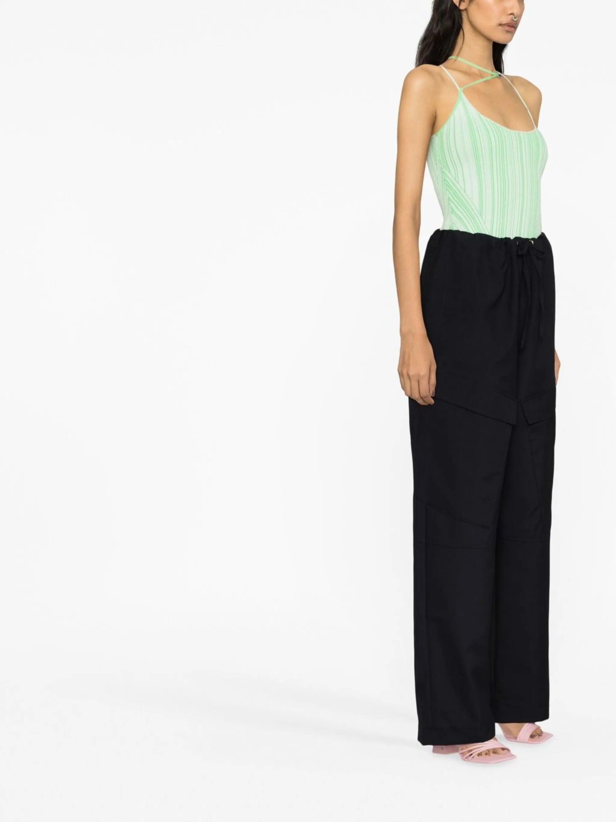 strap-detail fine-knit bodysuit