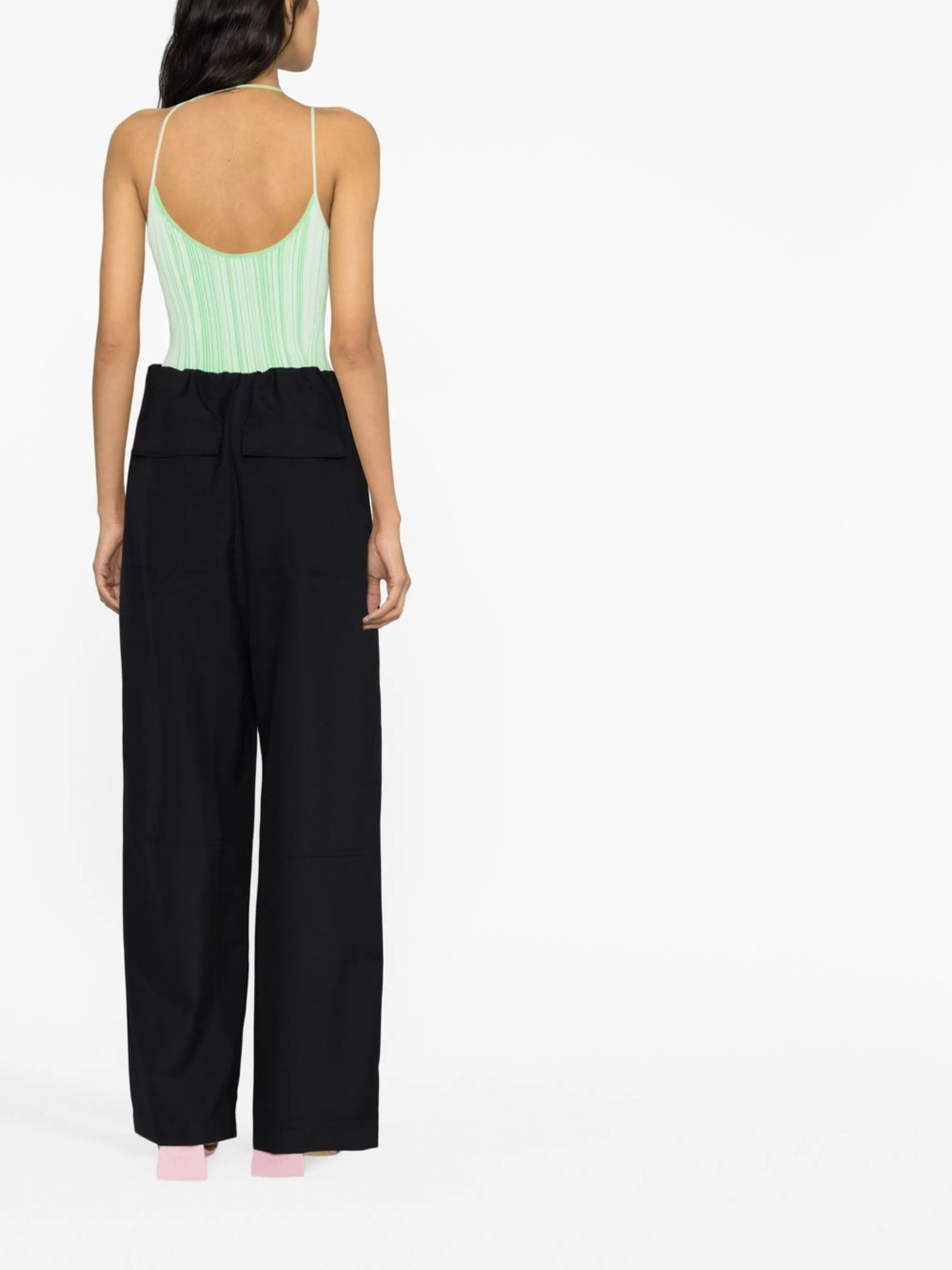 strap-detail fine-knit bodysuit