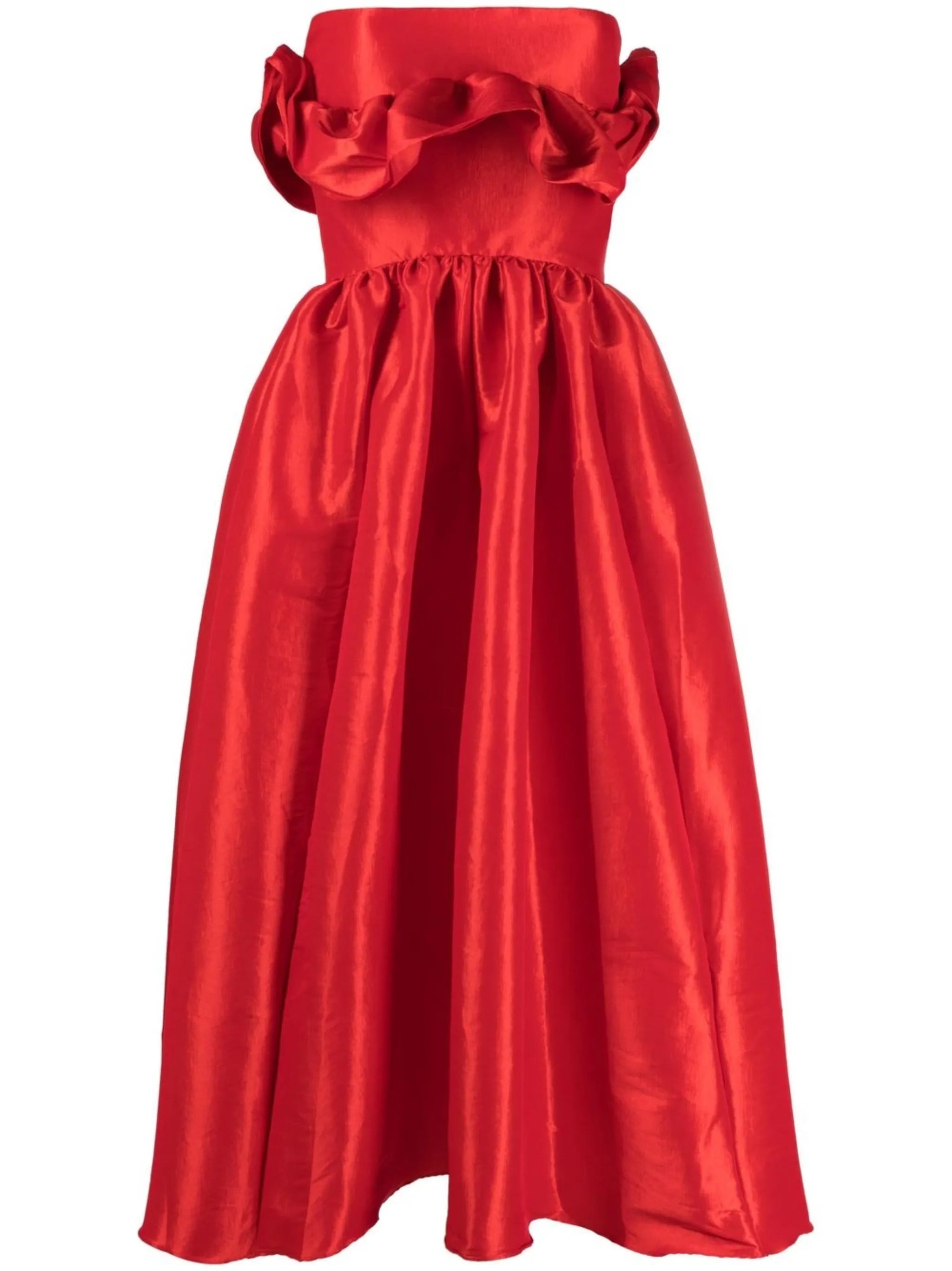 Lynn ruffled strapless midi dress