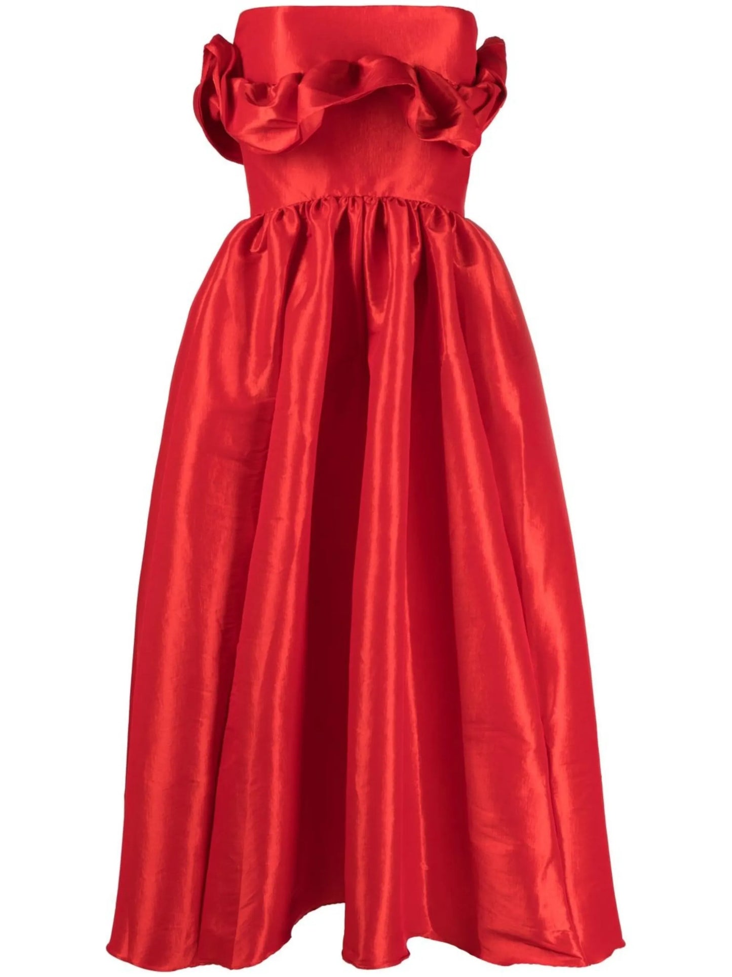 Lynn ruffled strapless midi dress