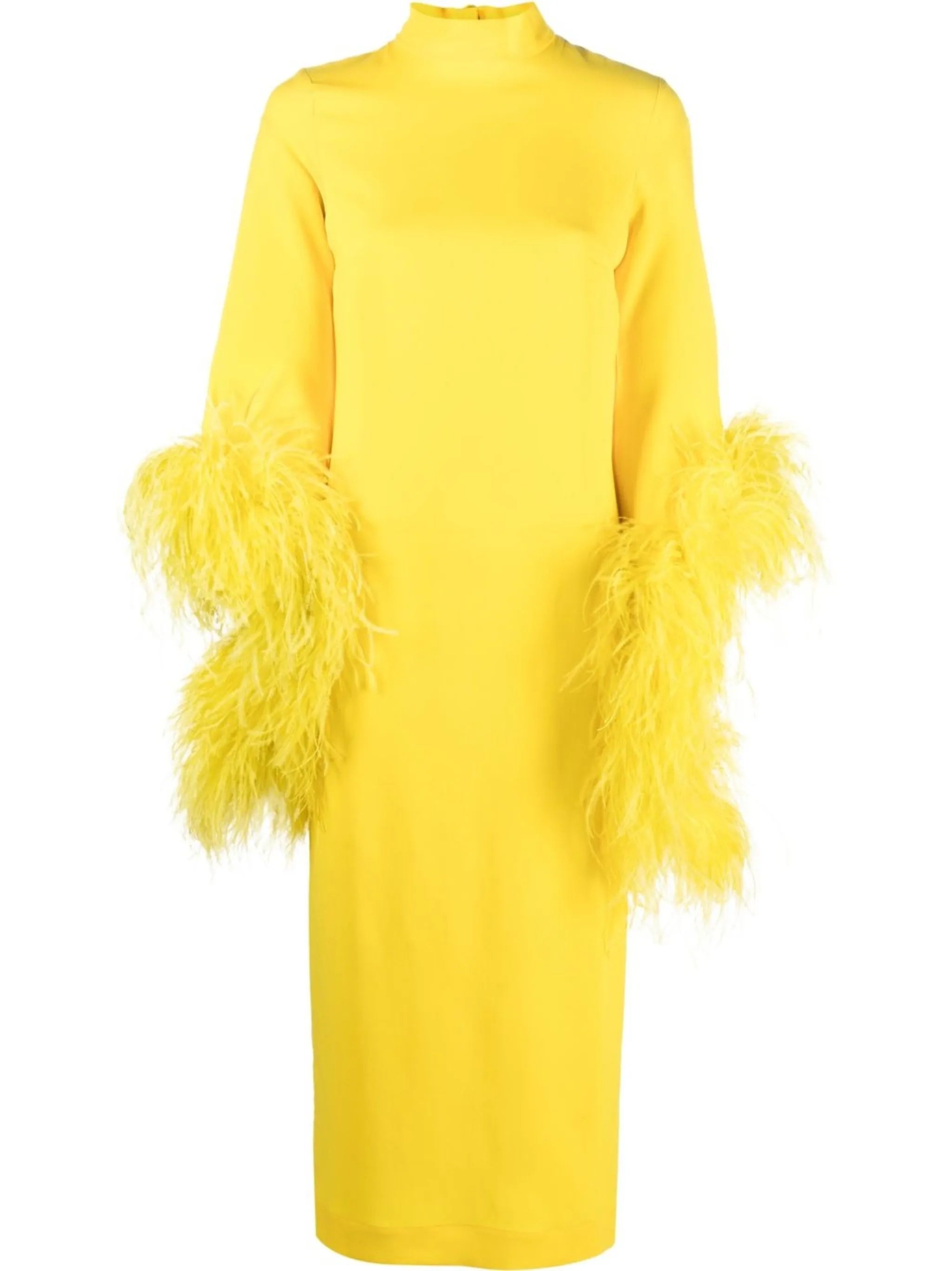 Del Rio feather-trim dress